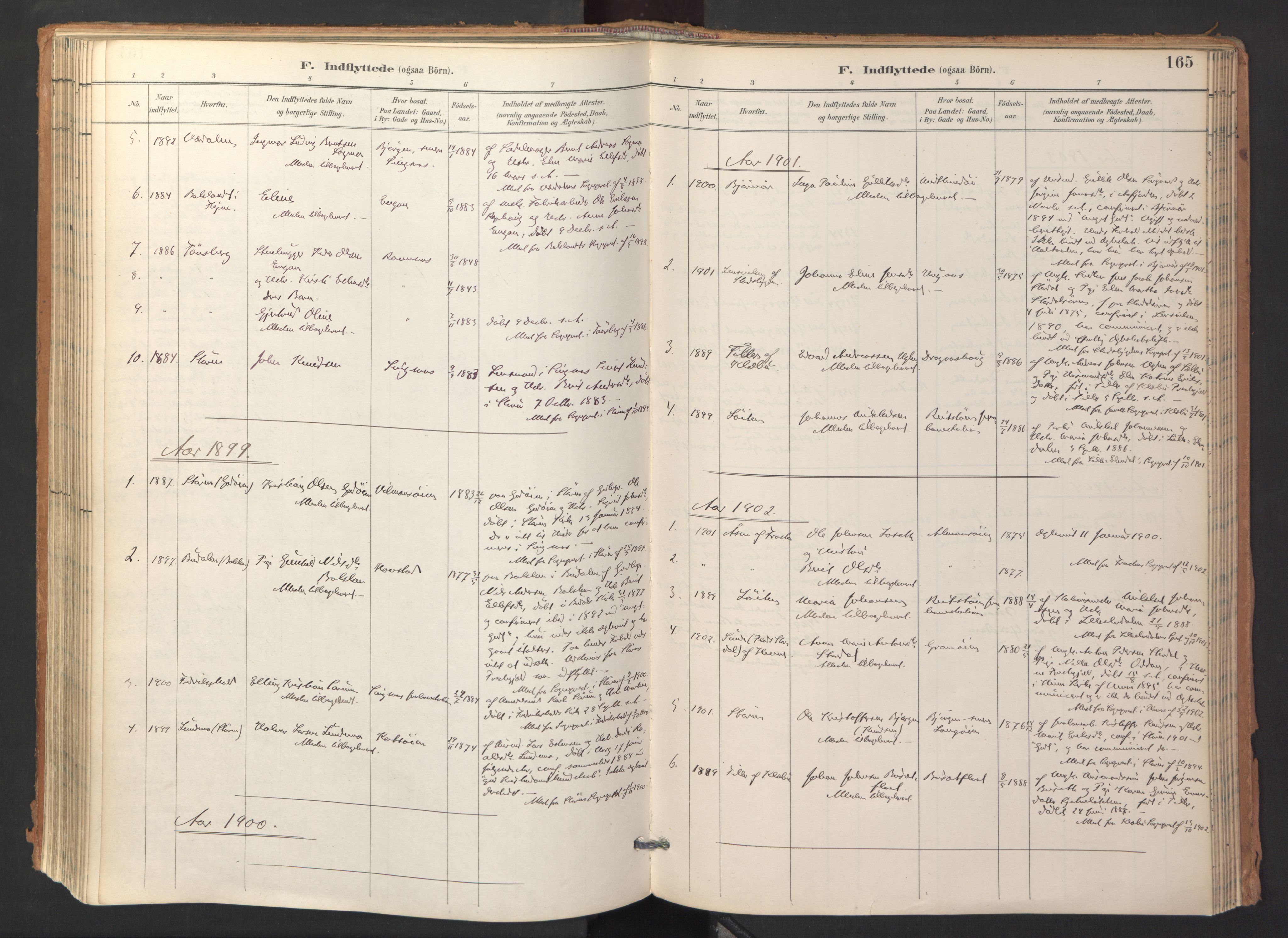 Ministerialprotokoller, klokkerbøker og fødselsregistre - Sør-Trøndelag, SAT/A-1456/688/L1025: Parish register (official) no. 688A02, 1891-1909, p. 165