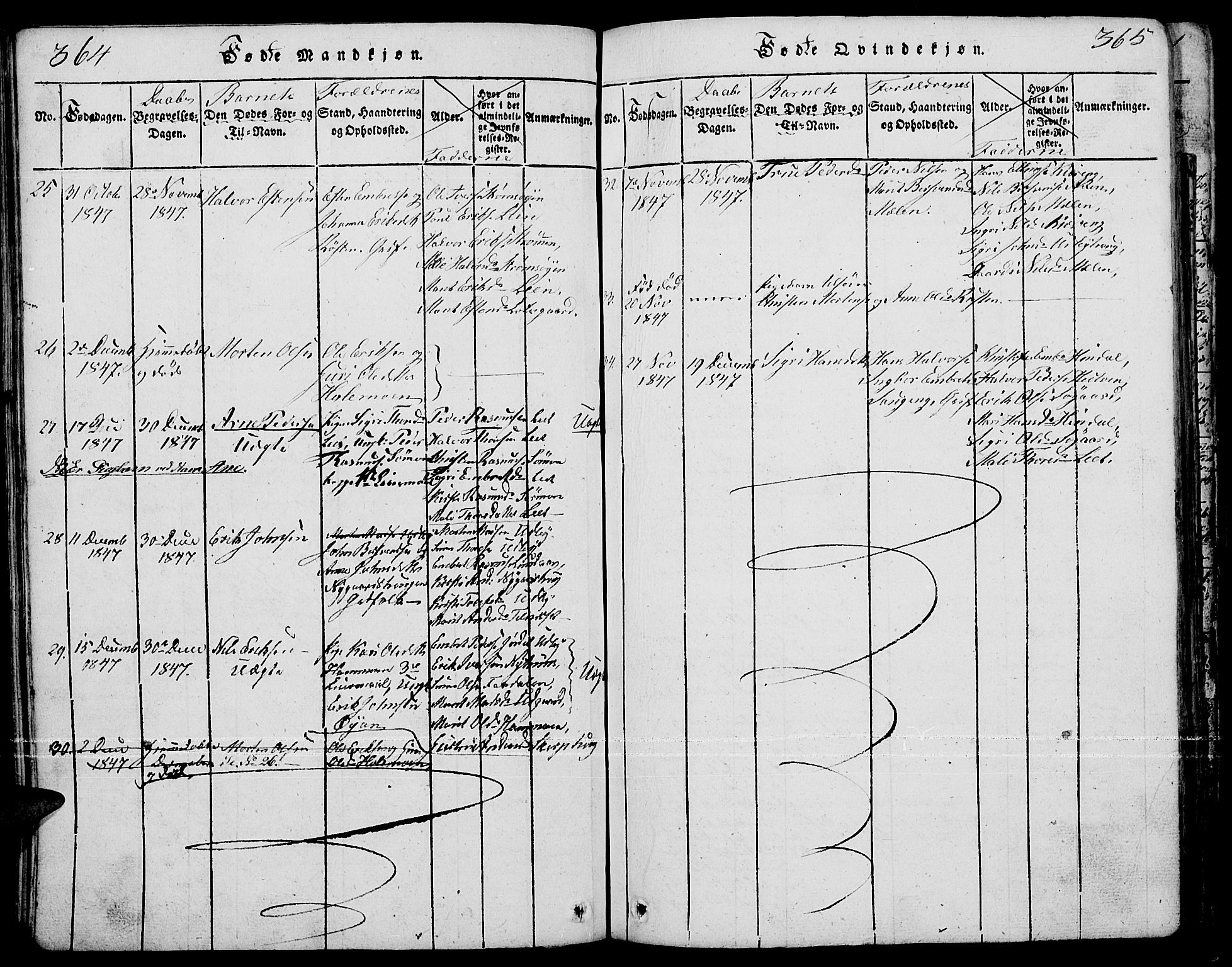 Tynset prestekontor, SAH/PREST-058/H/Ha/Hab/L0001: Parish register (copy) no. 1, 1814-1859, p. 364-365