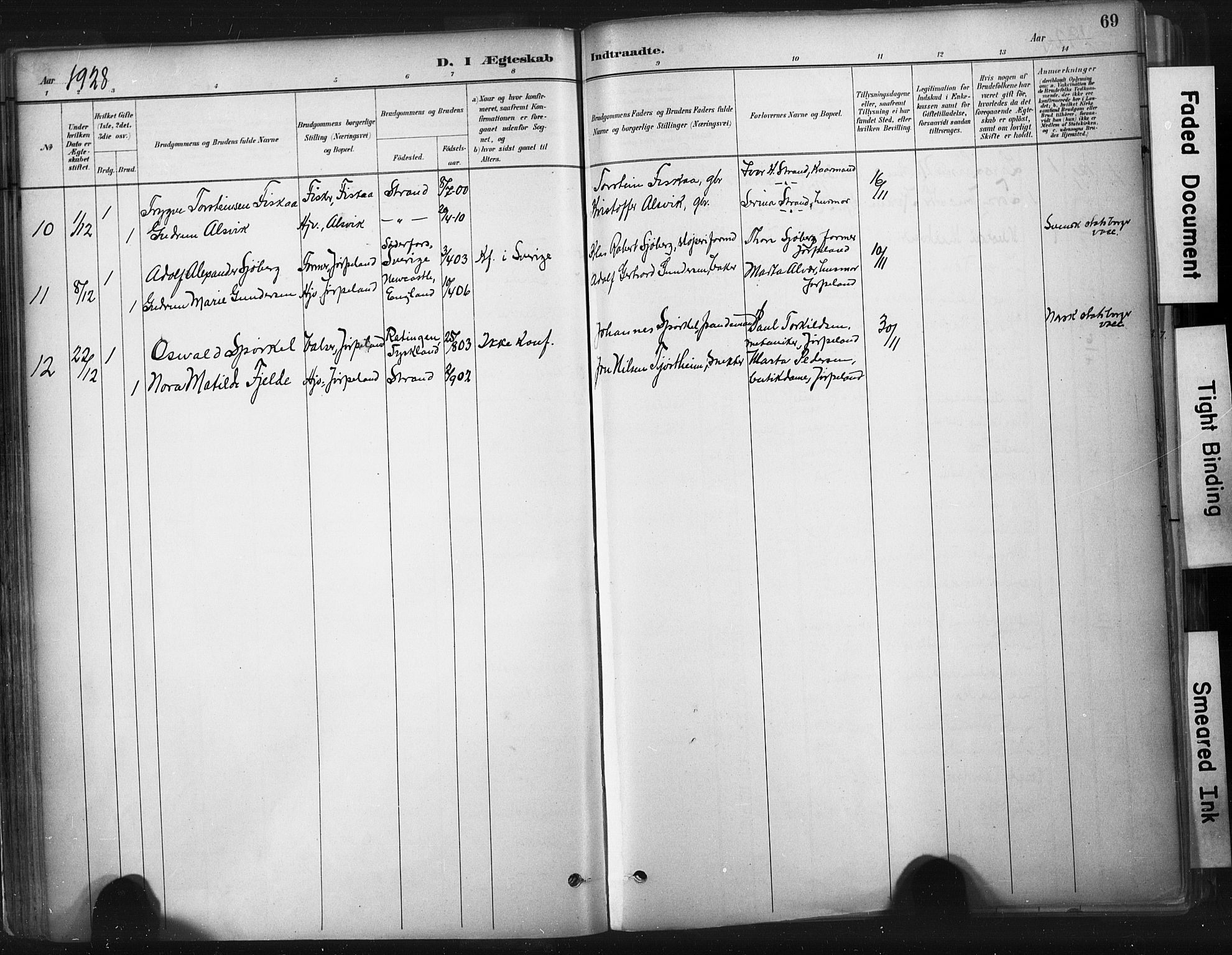 Strand sokneprestkontor, SAST/A-101828/H/Ha/Haa/L0010: Parish register (official) no. A 10, 1882-1929, p. 69
