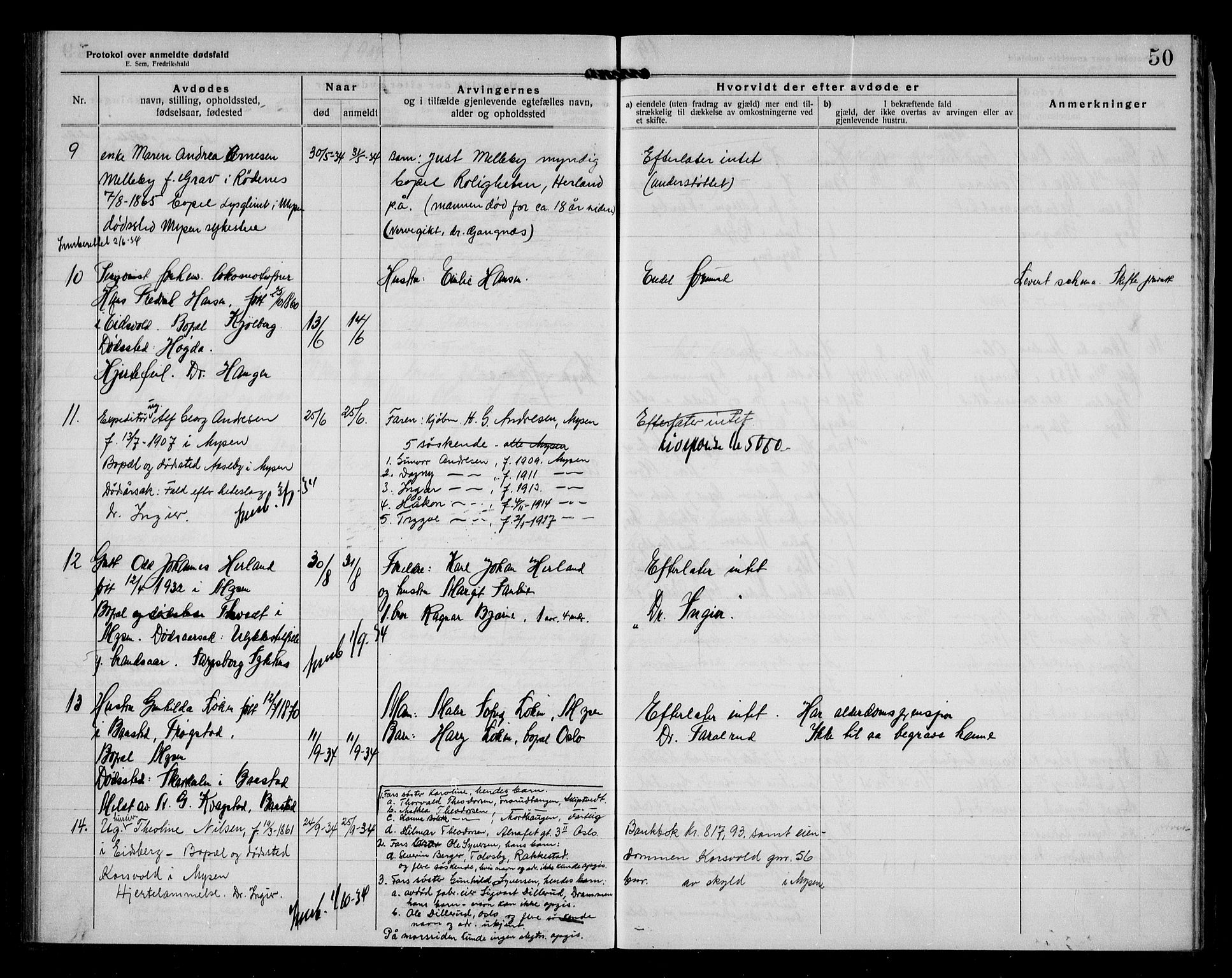 Eidsberg lensmannskontor, AV/SAO-A-10079/H/Ha/Haa/L0005: Dødsfallsprotokoll, 1920-1944, p. 50