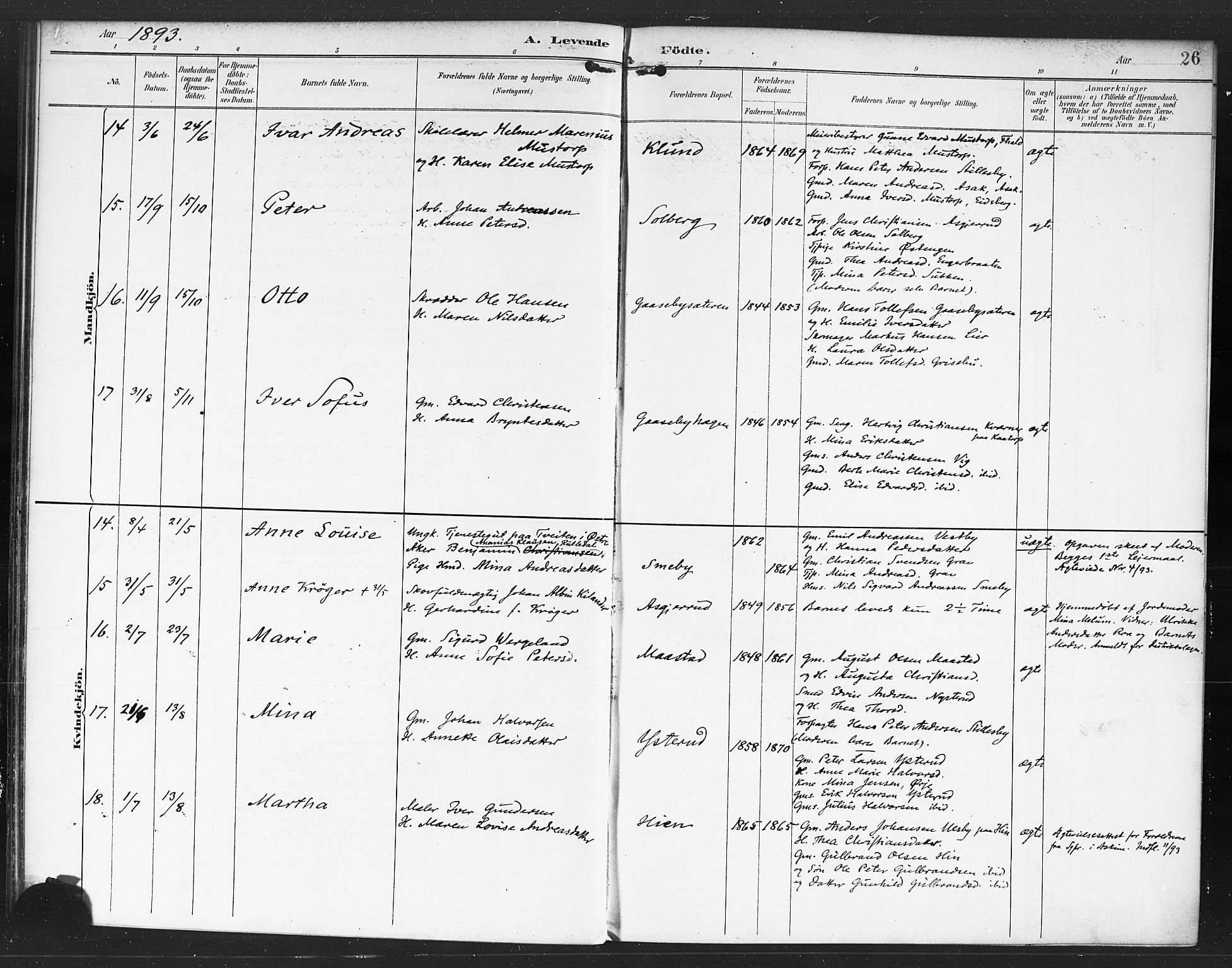 Rødenes prestekontor Kirkebøker, AV/SAO-A-2005/F/Fa/L0010: Parish register (official) no. I 10, 1890-1900, p. 26