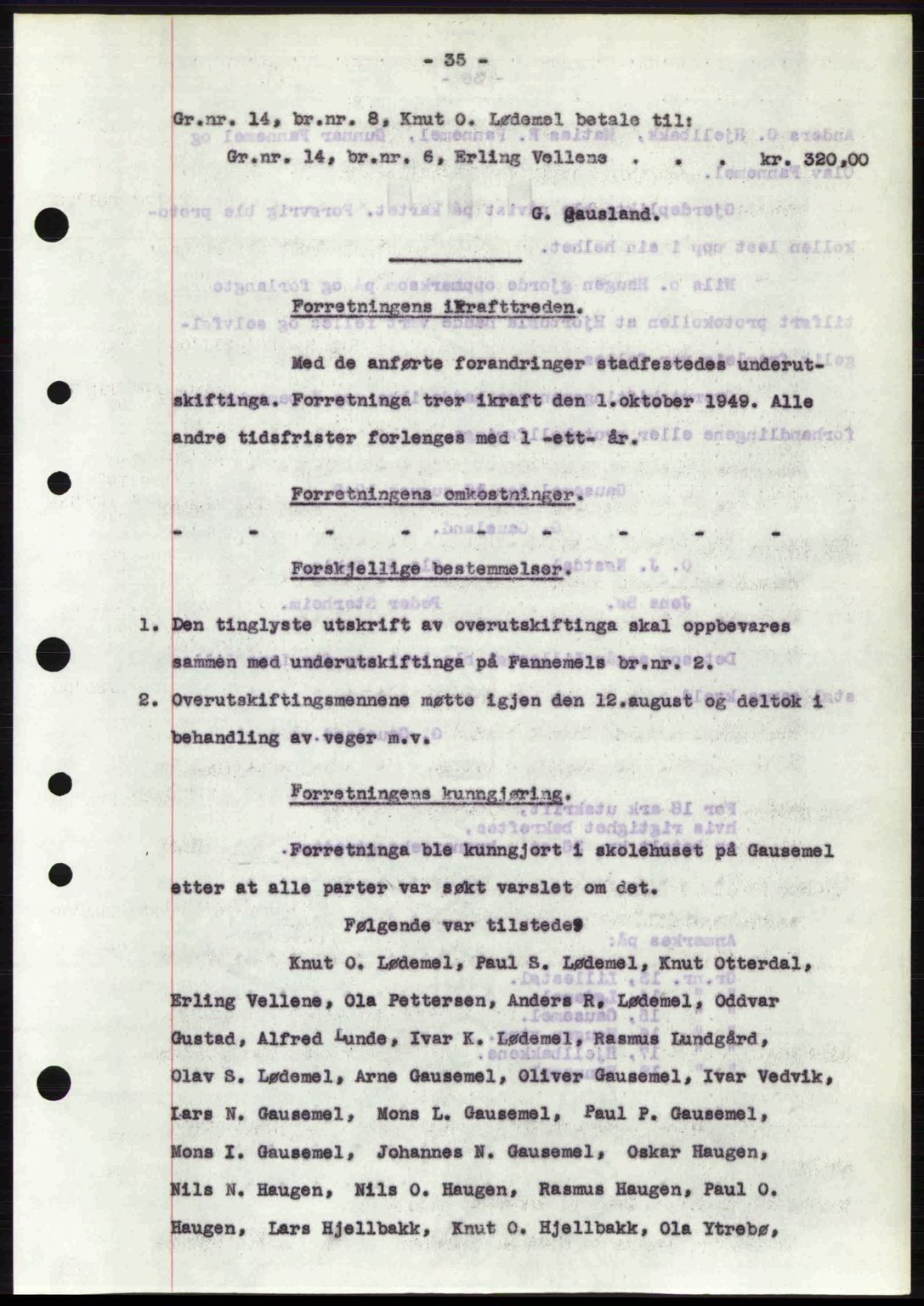 Nordfjord sorenskriveri, SAB/A-2801/02/02b/02bj/L0016a: Mortgage book no. A16 I, 1949-1950, Diary no: : 1568/1949