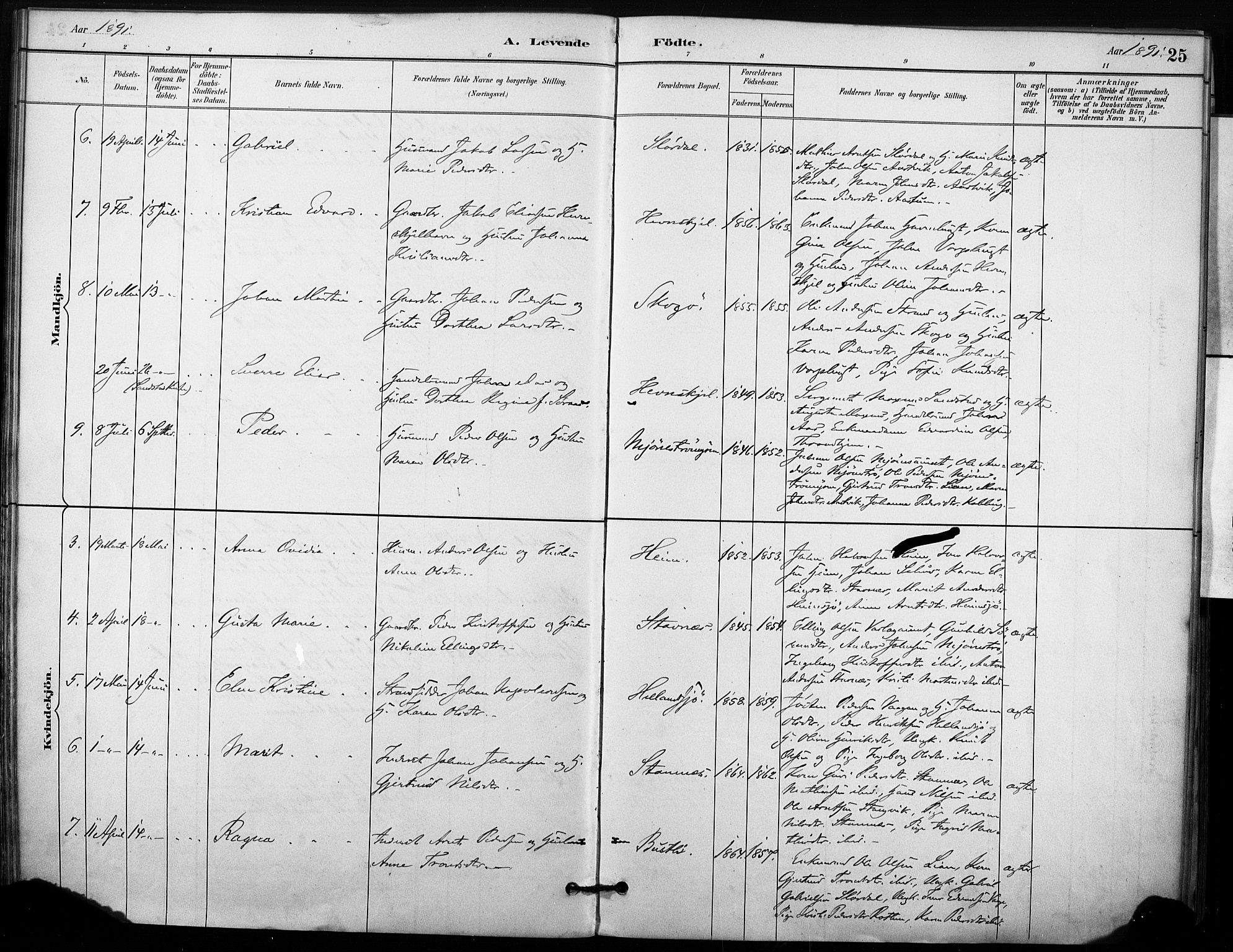 Ministerialprotokoller, klokkerbøker og fødselsregistre - Sør-Trøndelag, SAT/A-1456/633/L0518: Parish register (official) no. 633A01, 1884-1906, p. 25