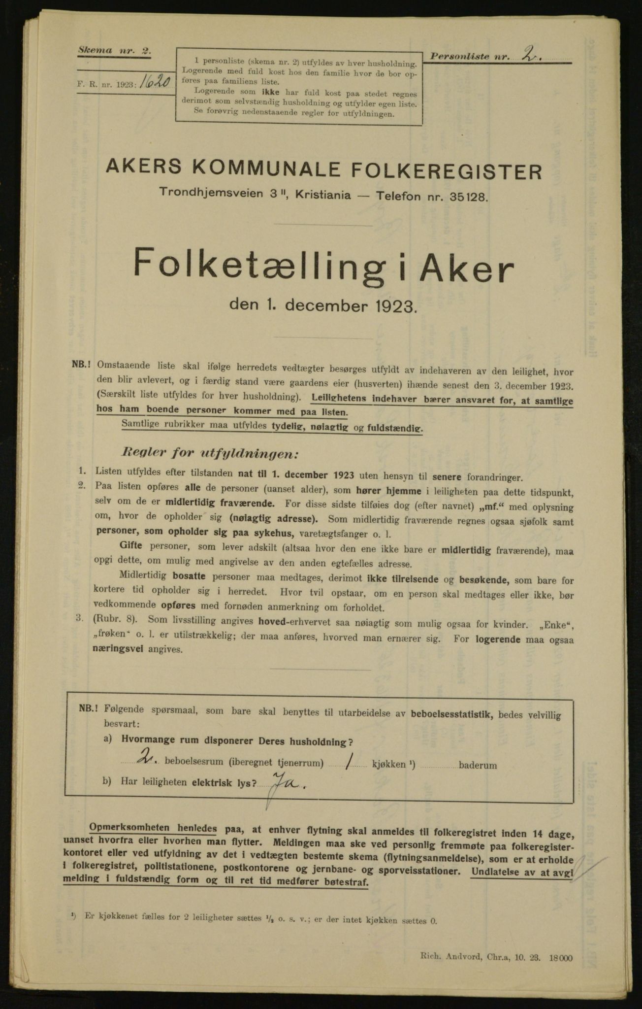 , Municipal Census 1923 for Aker, 1923, p. 32746