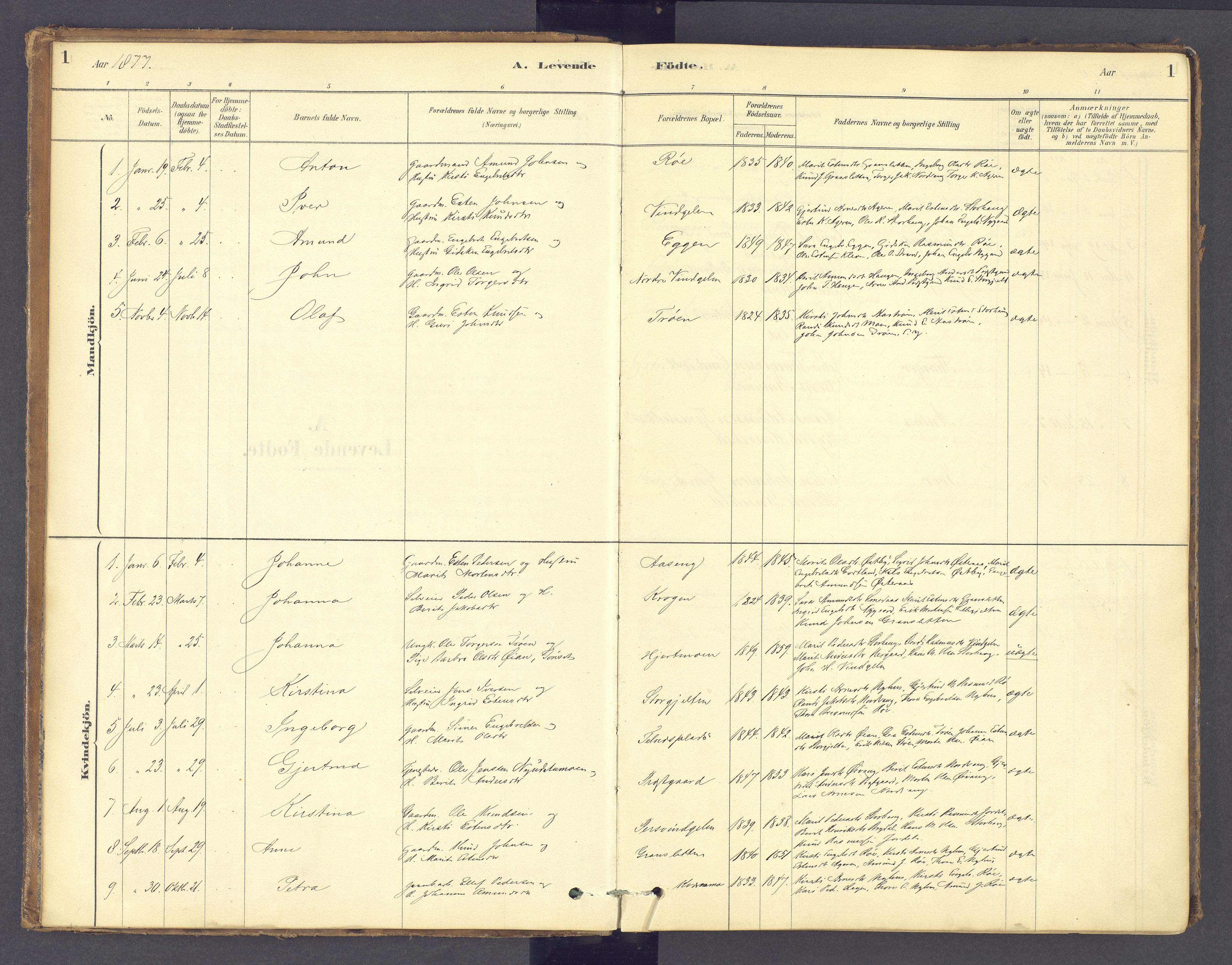 Tolga prestekontor, AV/SAH-PREST-062/K/L0012: Parish register (official) no. 12, 1877-1925, p. 1