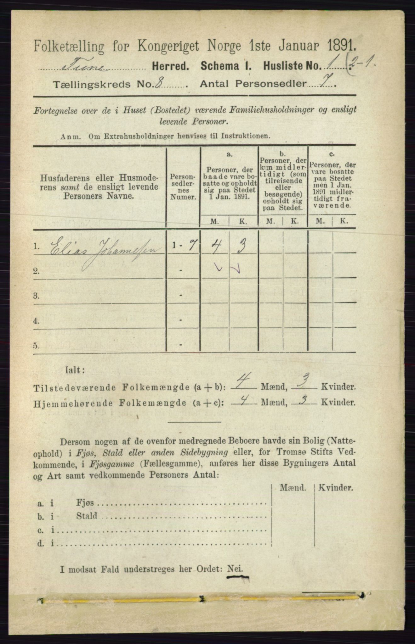 RA, 1891 census for 0130 Tune, 1891, p. 5704