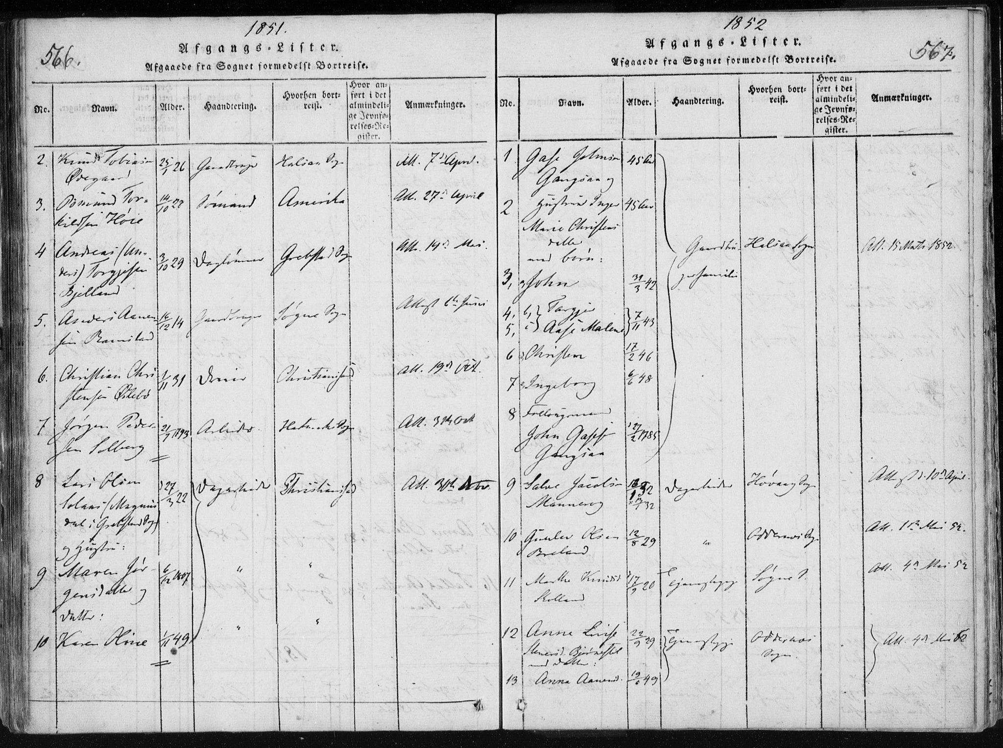 Holum sokneprestkontor, AV/SAK-1111-0022/F/Fa/Fac/L0002: Parish register (official) no. A 2, 1821-1859, p. 566-567