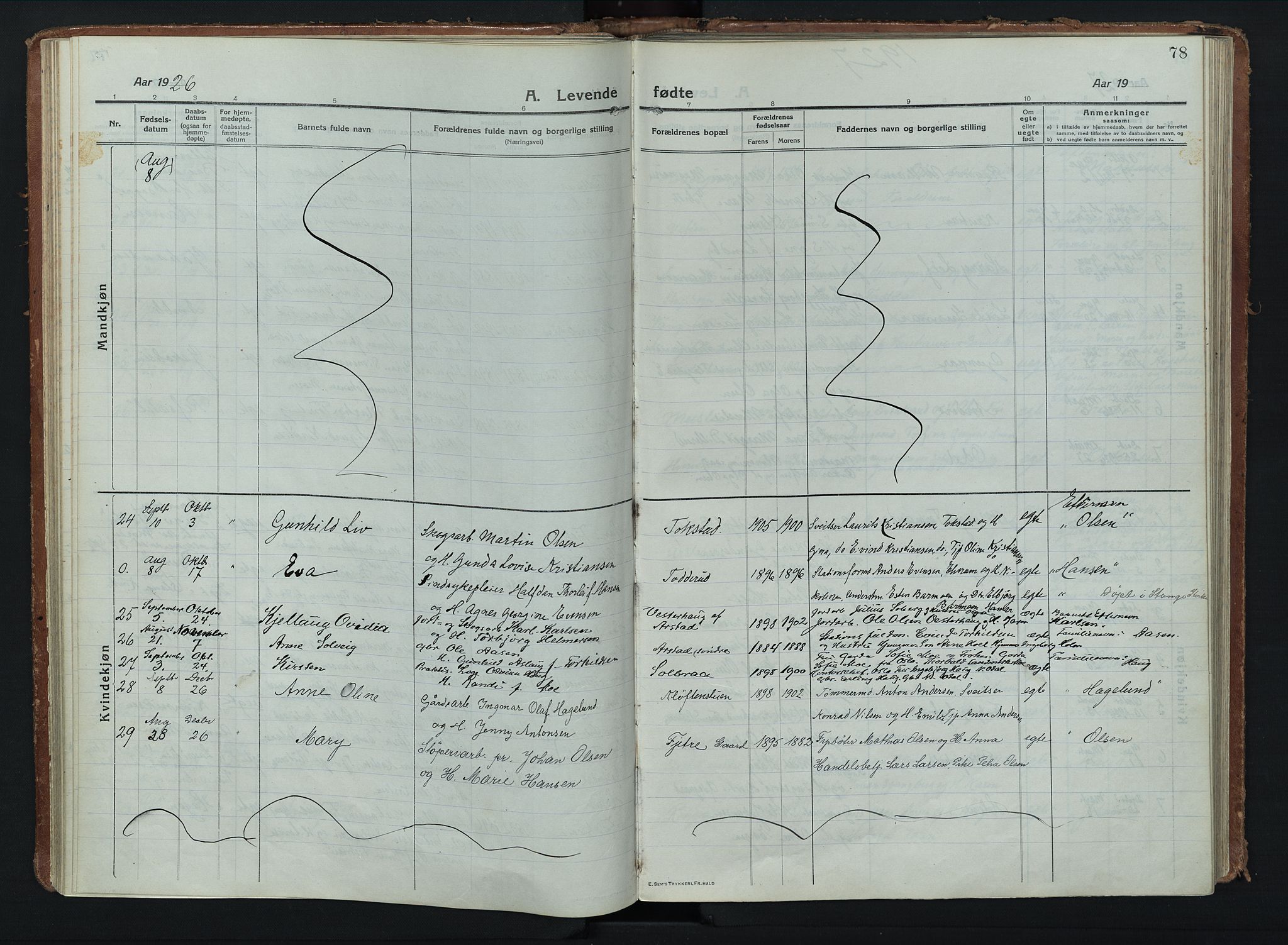 Stange prestekontor, AV/SAH-PREST-002/K/L0028: Parish register (official) no. 28, 1913-1932, p. 78