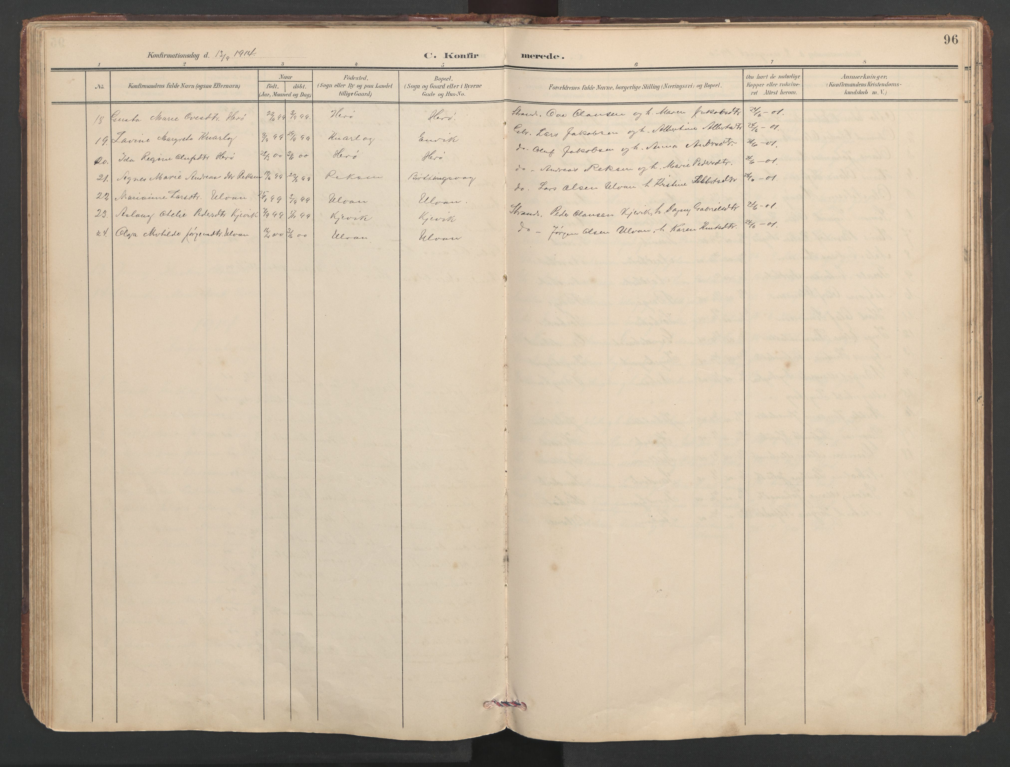 Ministerialprotokoller, klokkerbøker og fødselsregistre - Sør-Trøndelag, SAT/A-1456/638/L0571: Parish register (copy) no. 638C03, 1901-1930, p. 96