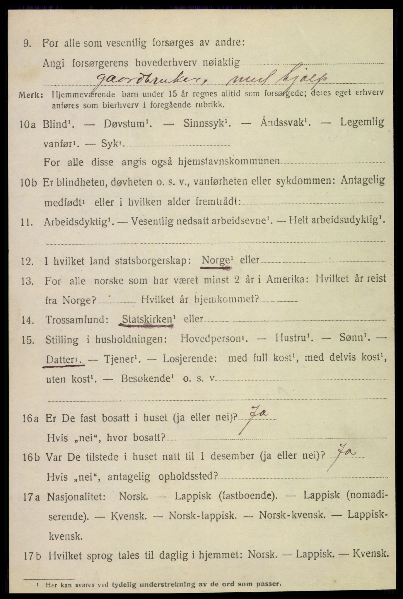 SAT, 1920 census for Lurøy, 1920, p. 3860