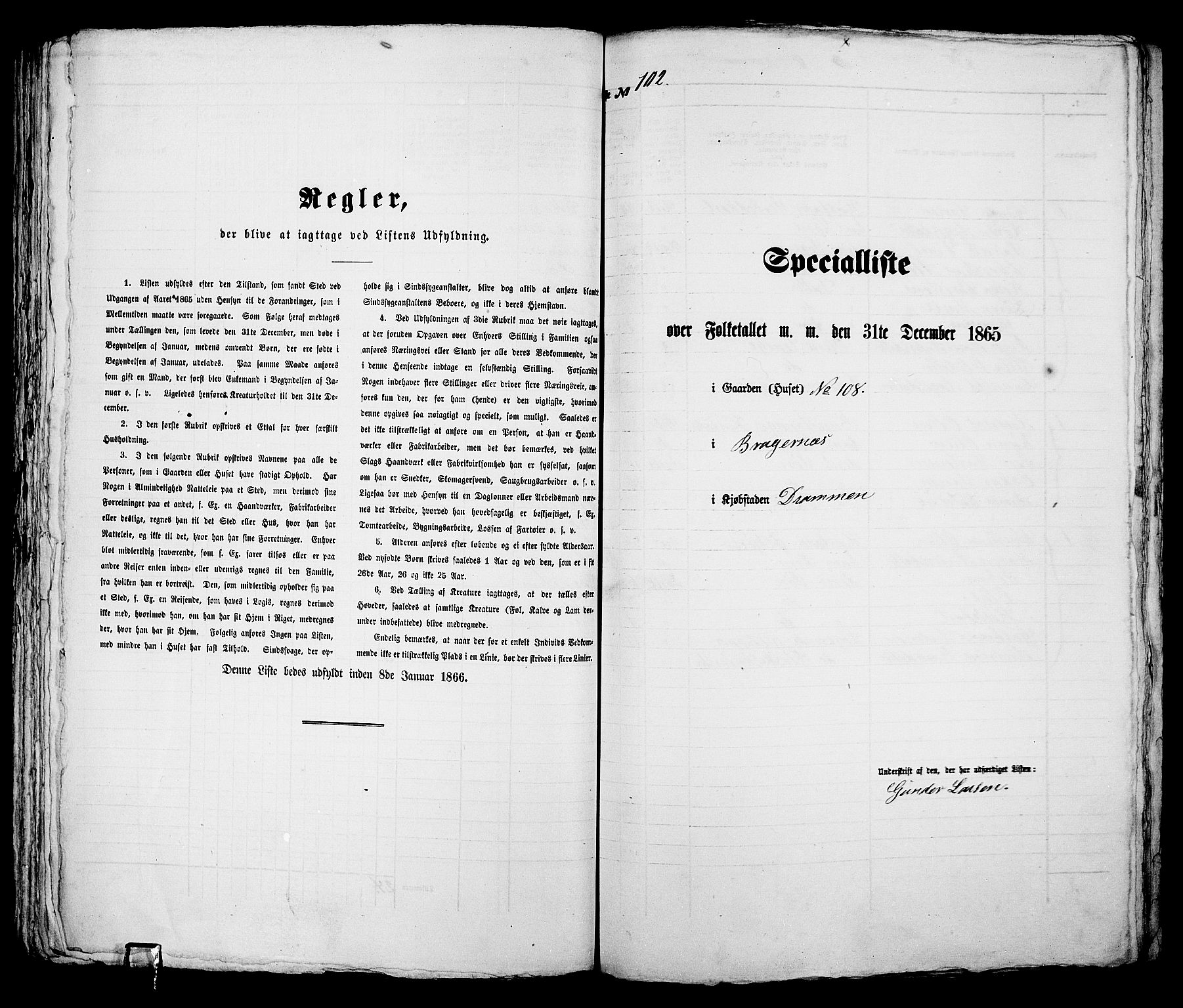 RA, 1865 census for Bragernes in Drammen, 1865, p. 223