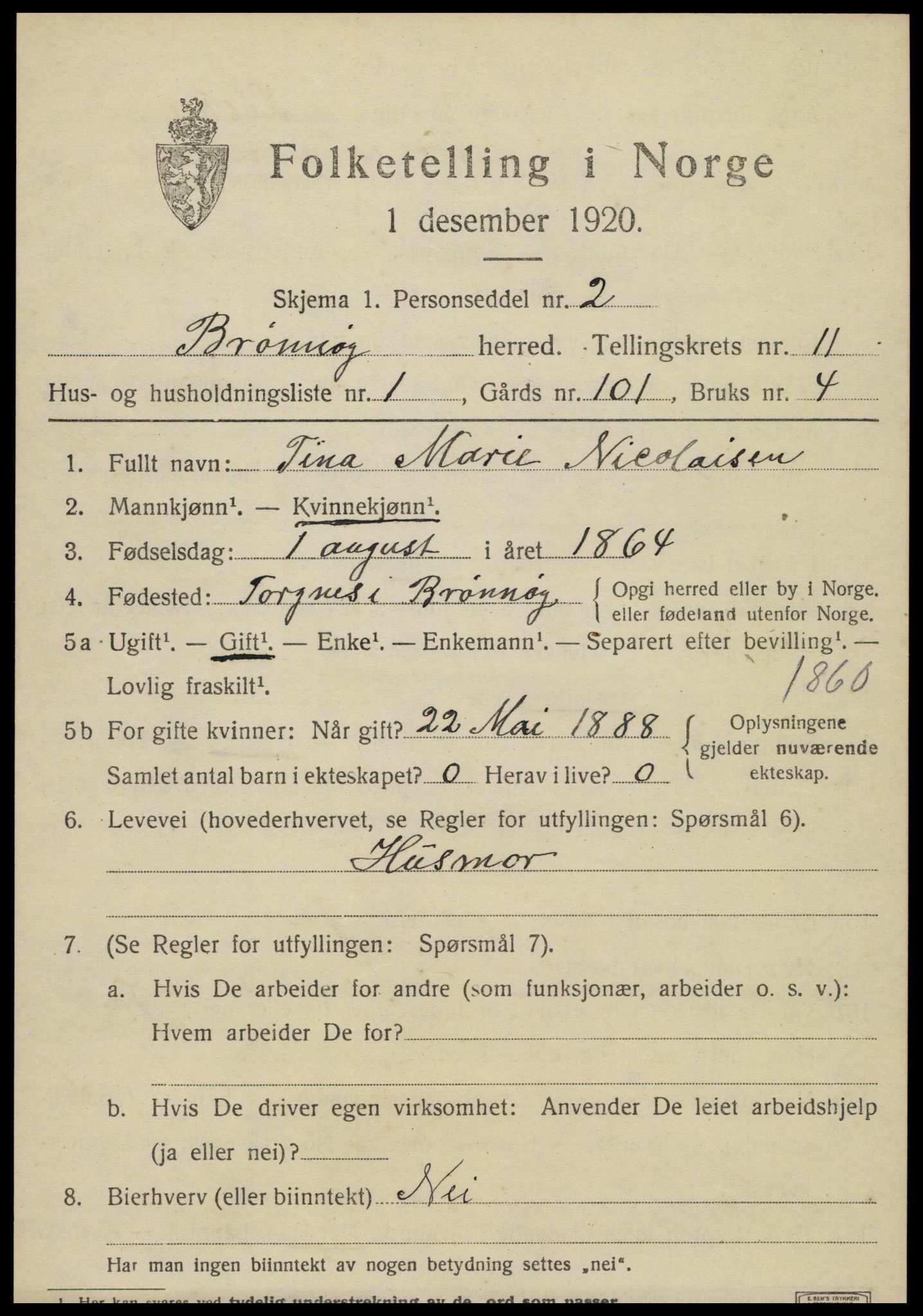 SAT, 1920 census for Brønnøy, 1920, p. 8150