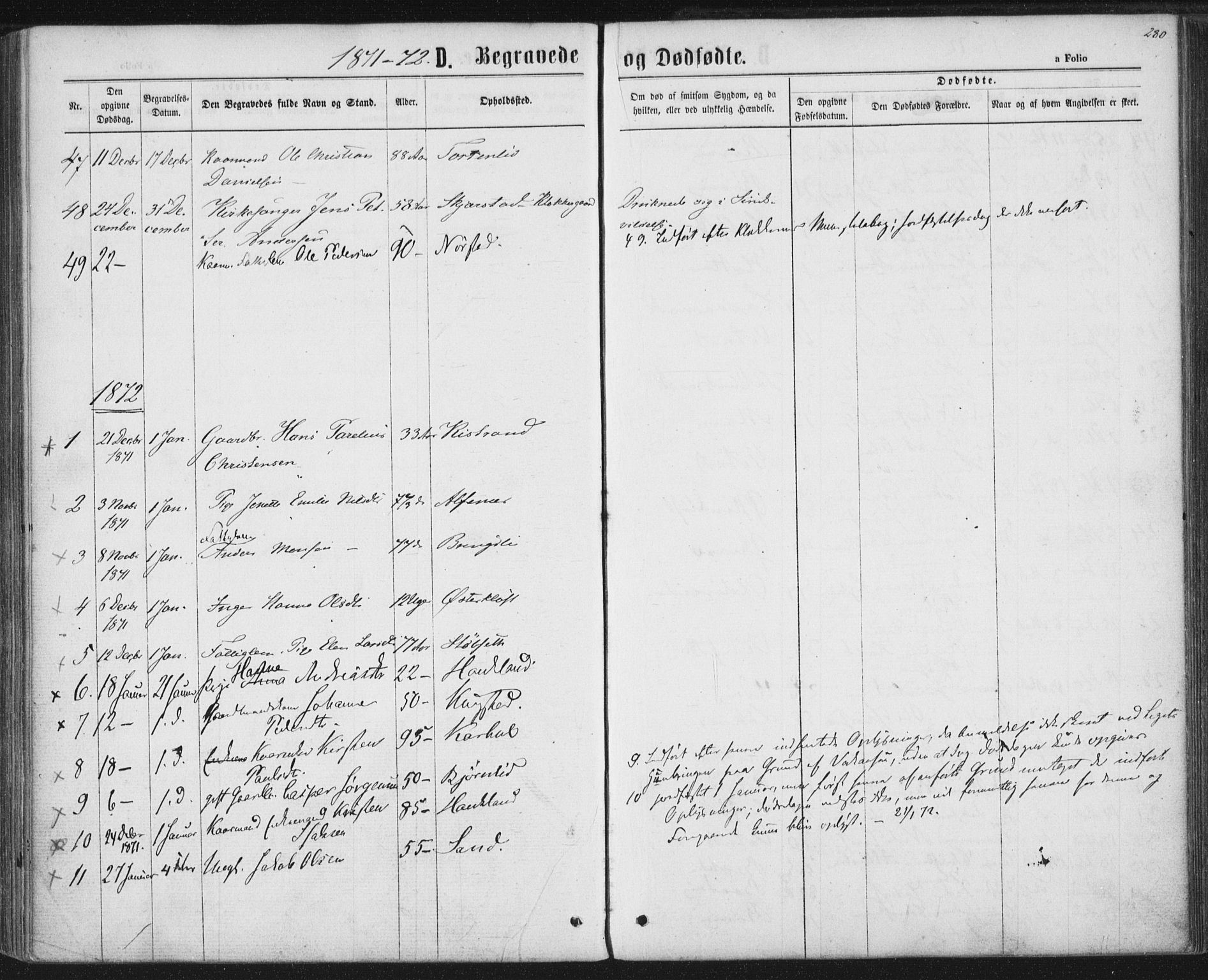 Ministerialprotokoller, klokkerbøker og fødselsregistre - Nordland, AV/SAT-A-1459/852/L0739: Parish register (official) no. 852A09, 1866-1877, p. 280