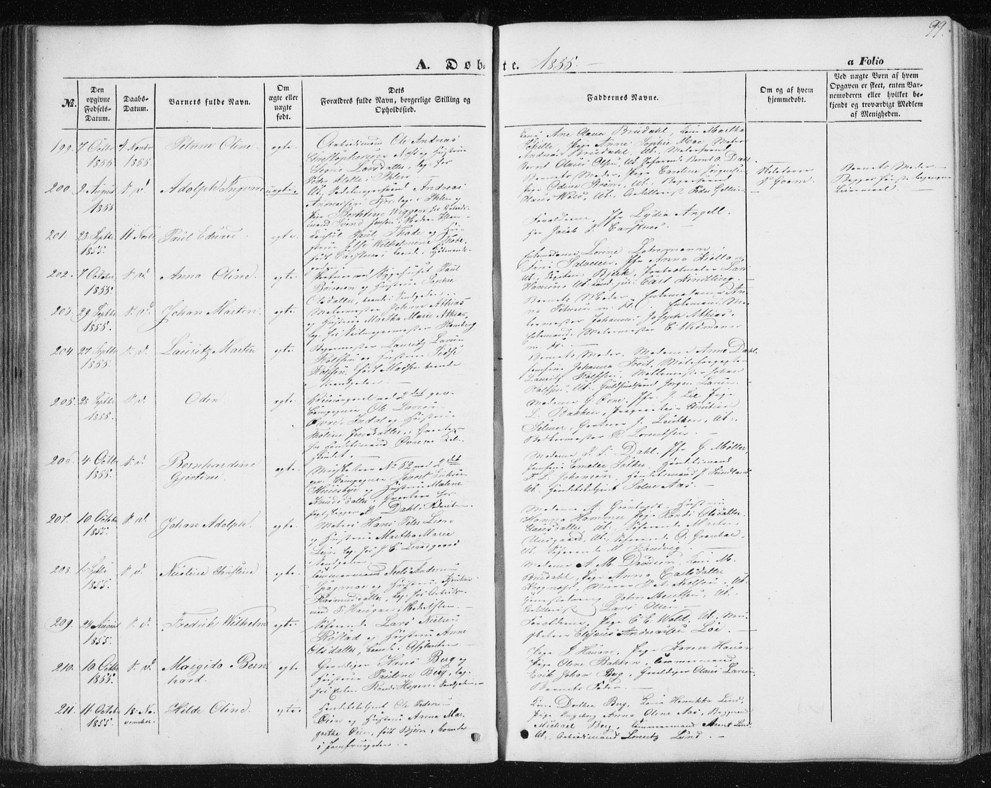 Ministerialprotokoller, klokkerbøker og fødselsregistre - Sør-Trøndelag, AV/SAT-A-1456/602/L0112: Parish register (official) no. 602A10, 1848-1859, p. 99