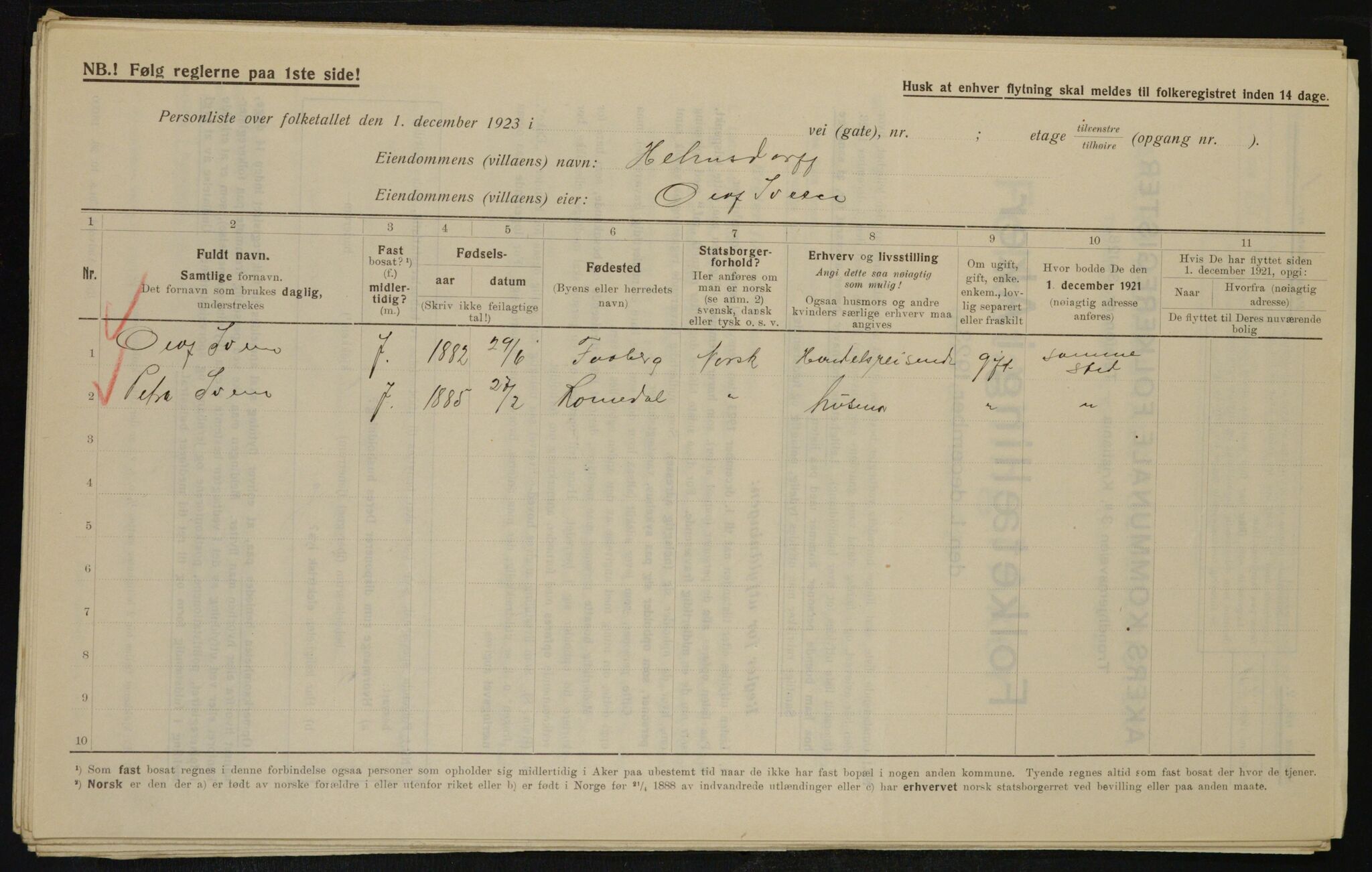 , Municipal Census 1923 for Aker, 1923, p. 11873