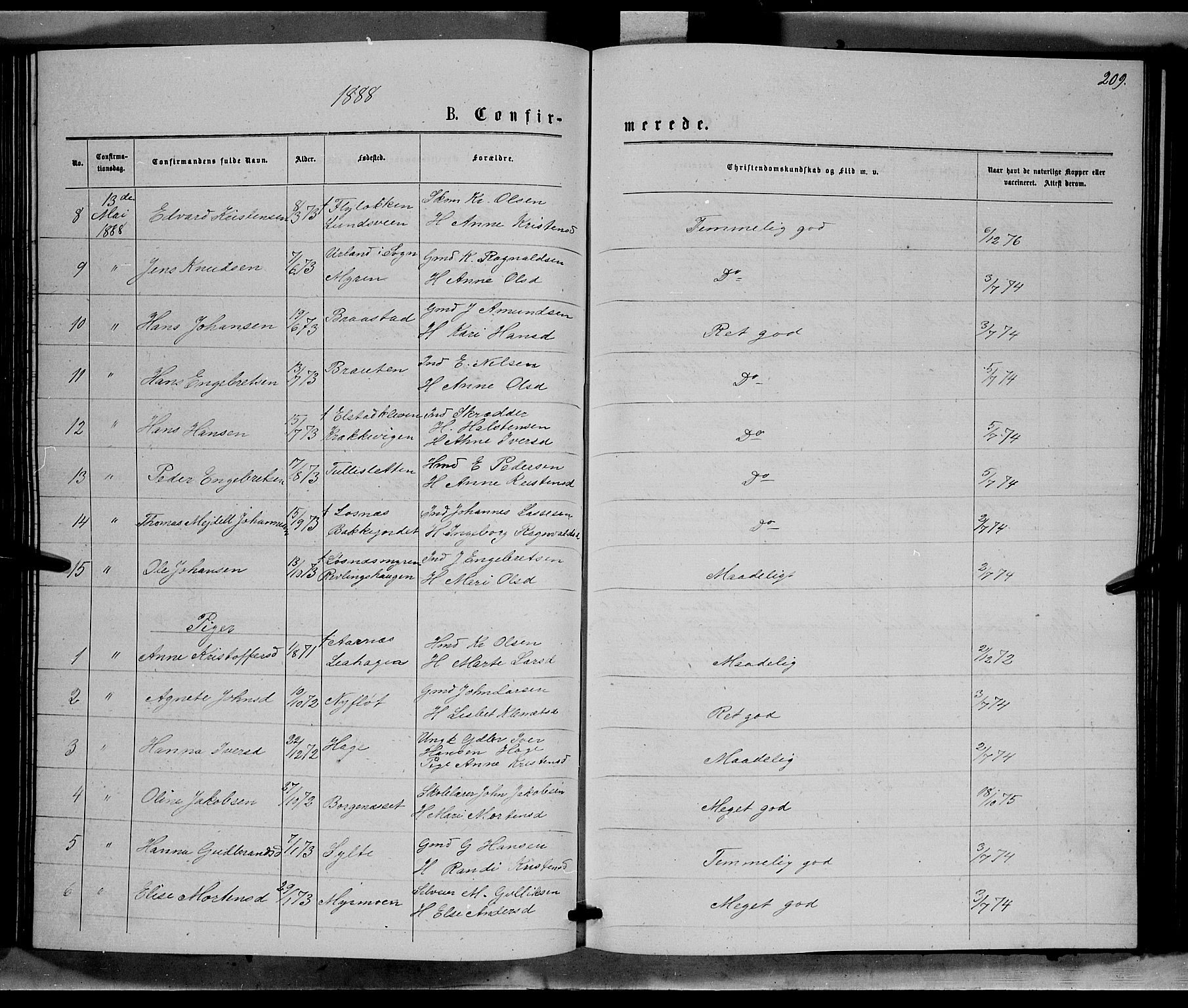 Ringebu prestekontor, AV/SAH-PREST-082/H/Ha/Hab/L0006: Parish register (copy) no. 6, 1880-1898, p. 209