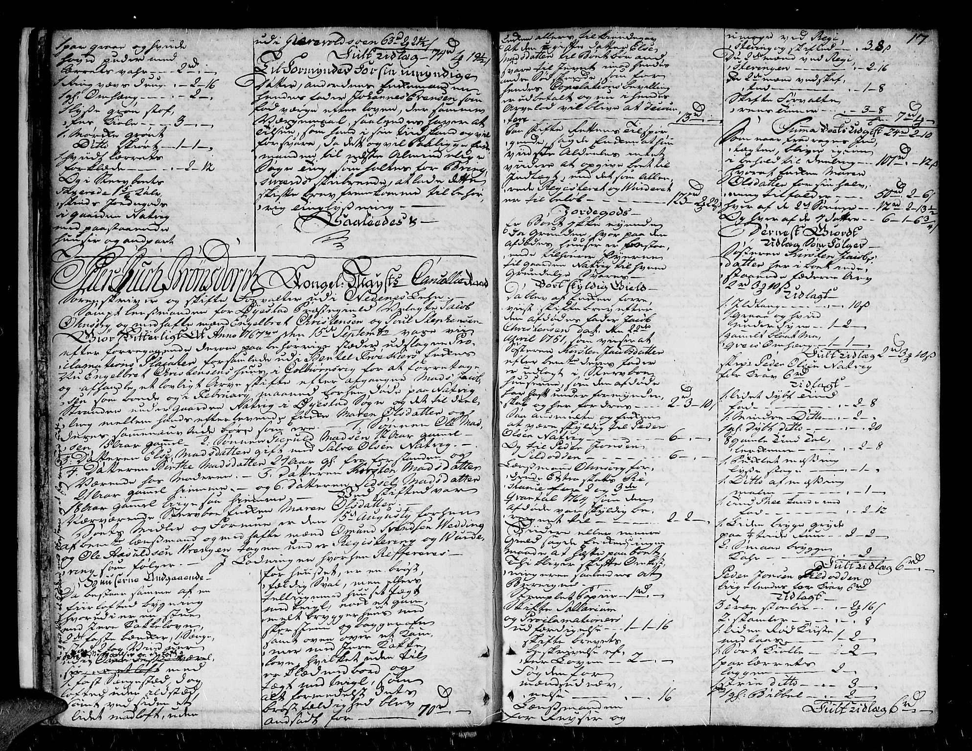 Nedenes sorenskriveri før 1824, AV/SAK-1221-0007/H/Hc/L0033: Skifteprotokoll med register nr 22a, 1767-1772, p. 16b-17a