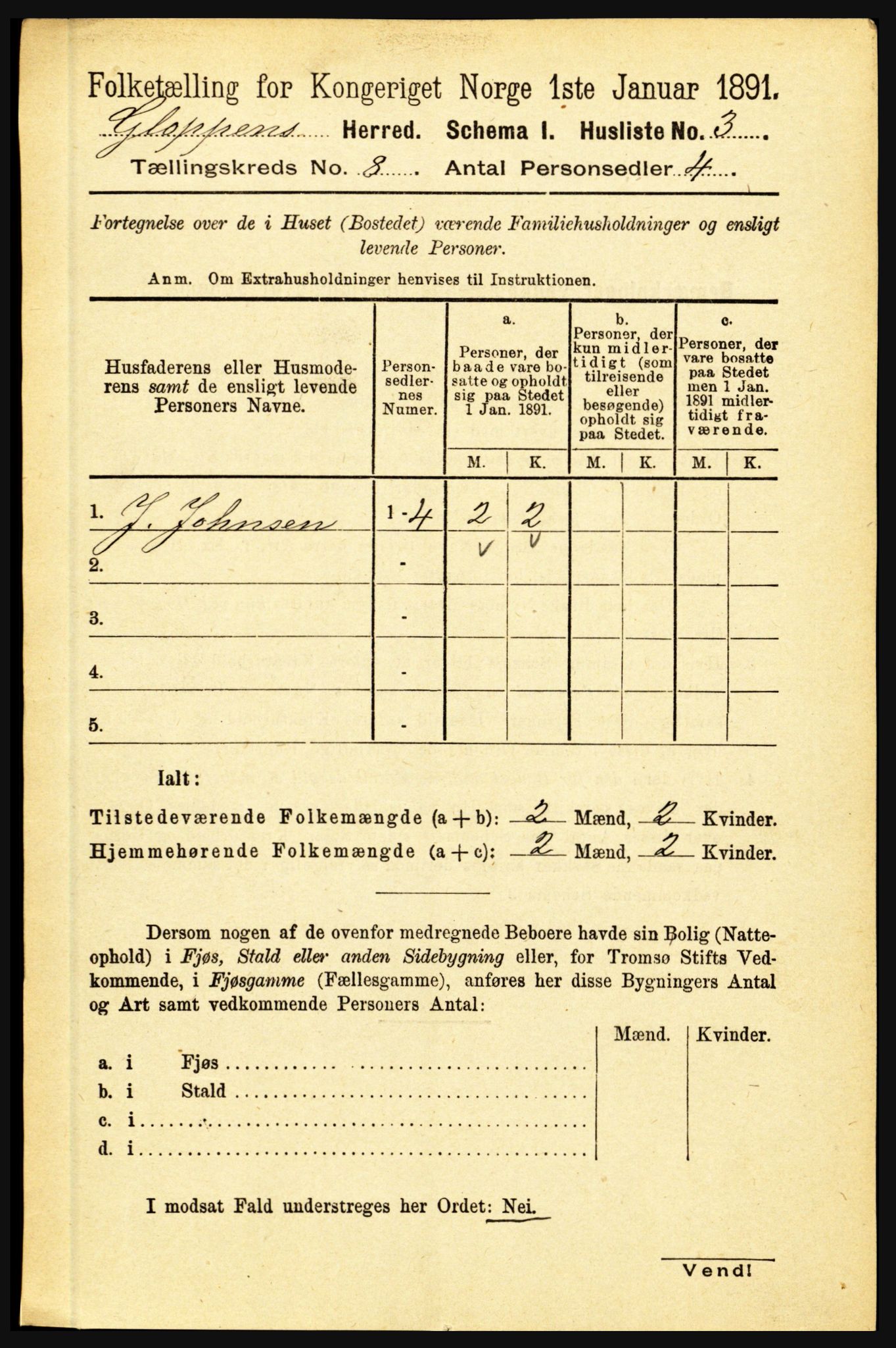 RA, 1891 census for 1445 Gloppen, 1891, p. 3082