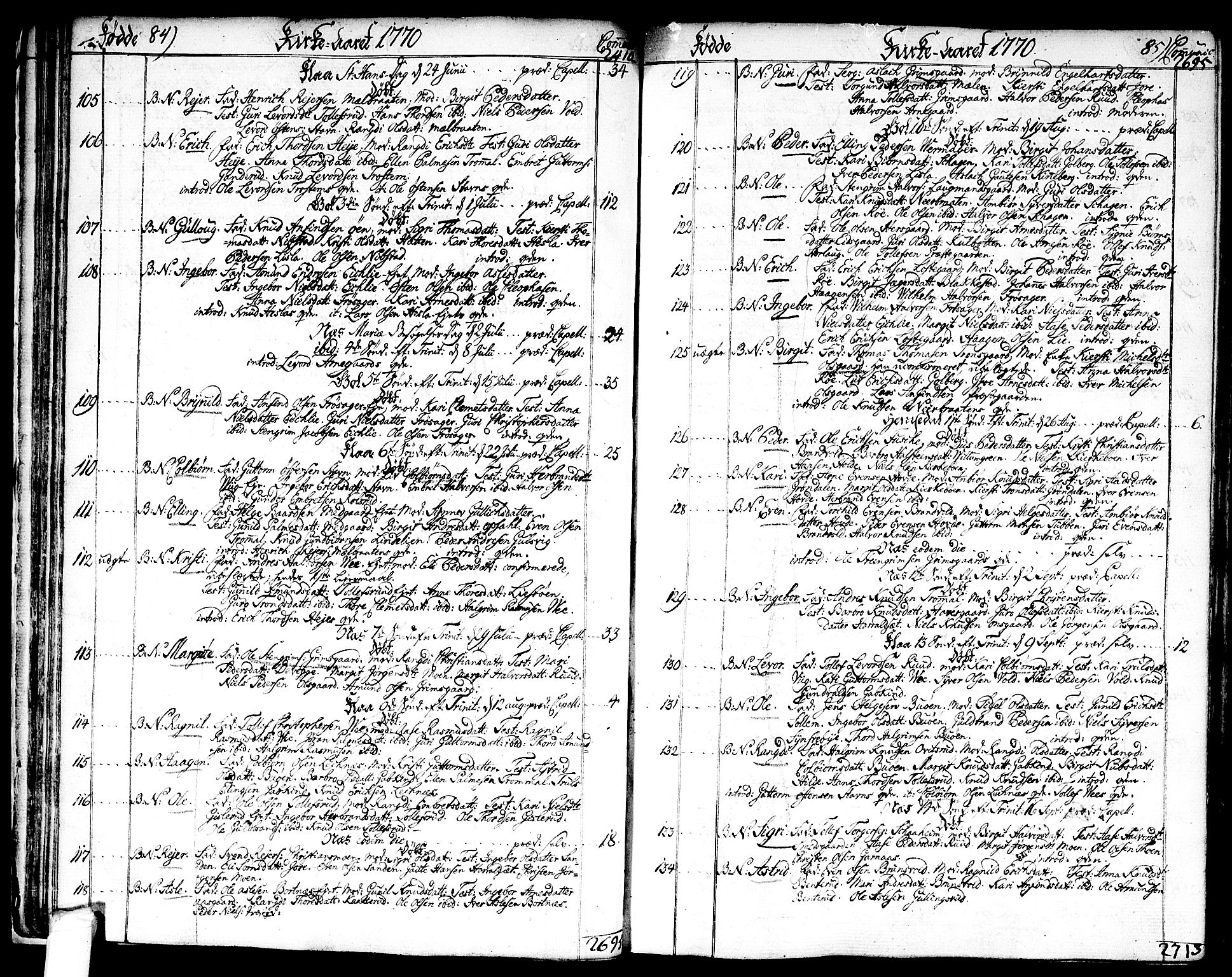 Nes kirkebøker, SAKO/A-236/F/Fa/L0004: Parish register (official) no. 4, 1764-1786, p. 84-85