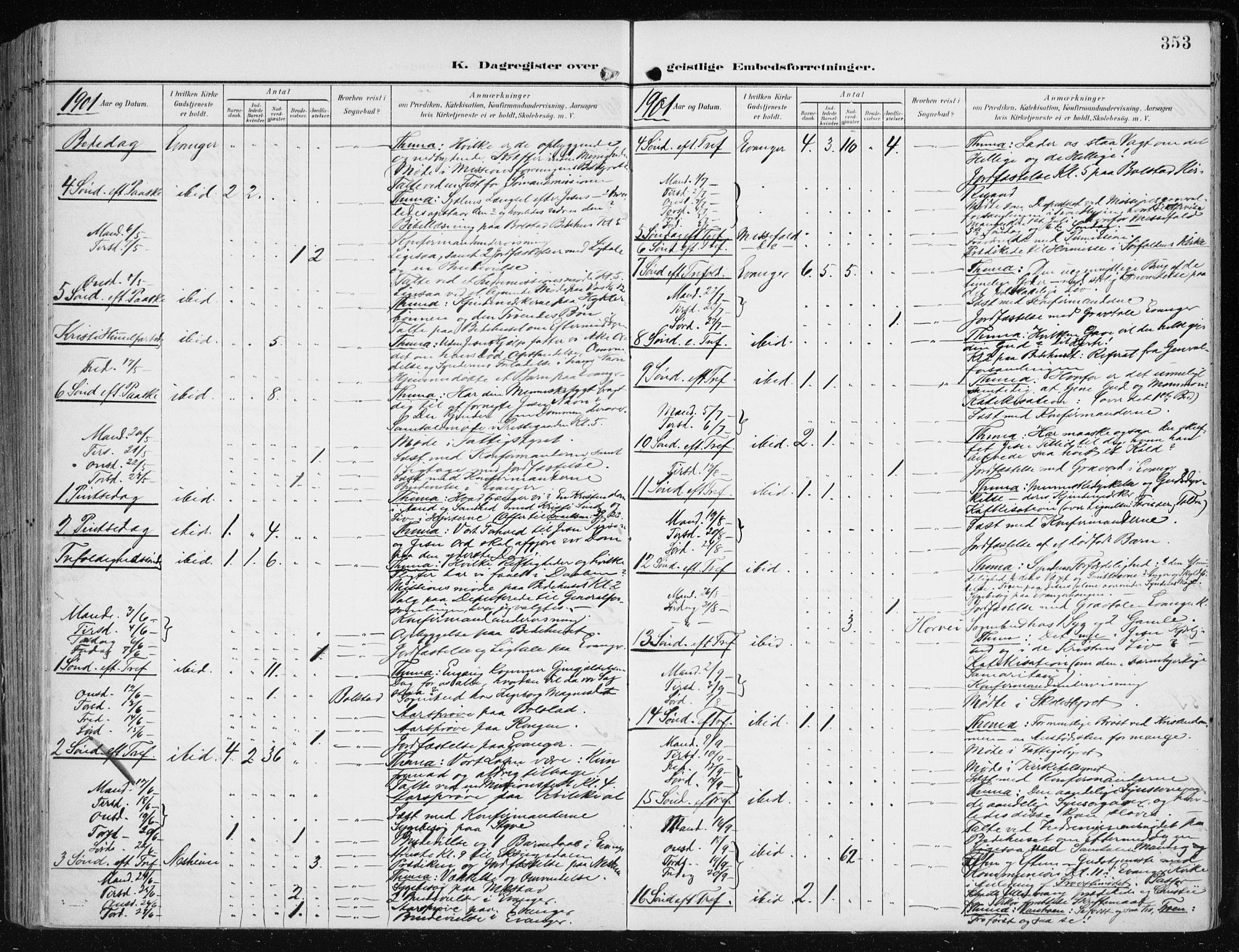 Evanger sokneprestembete, SAB/A-99924: Parish register (official) no. A  3, 1900-1930, p. 353
