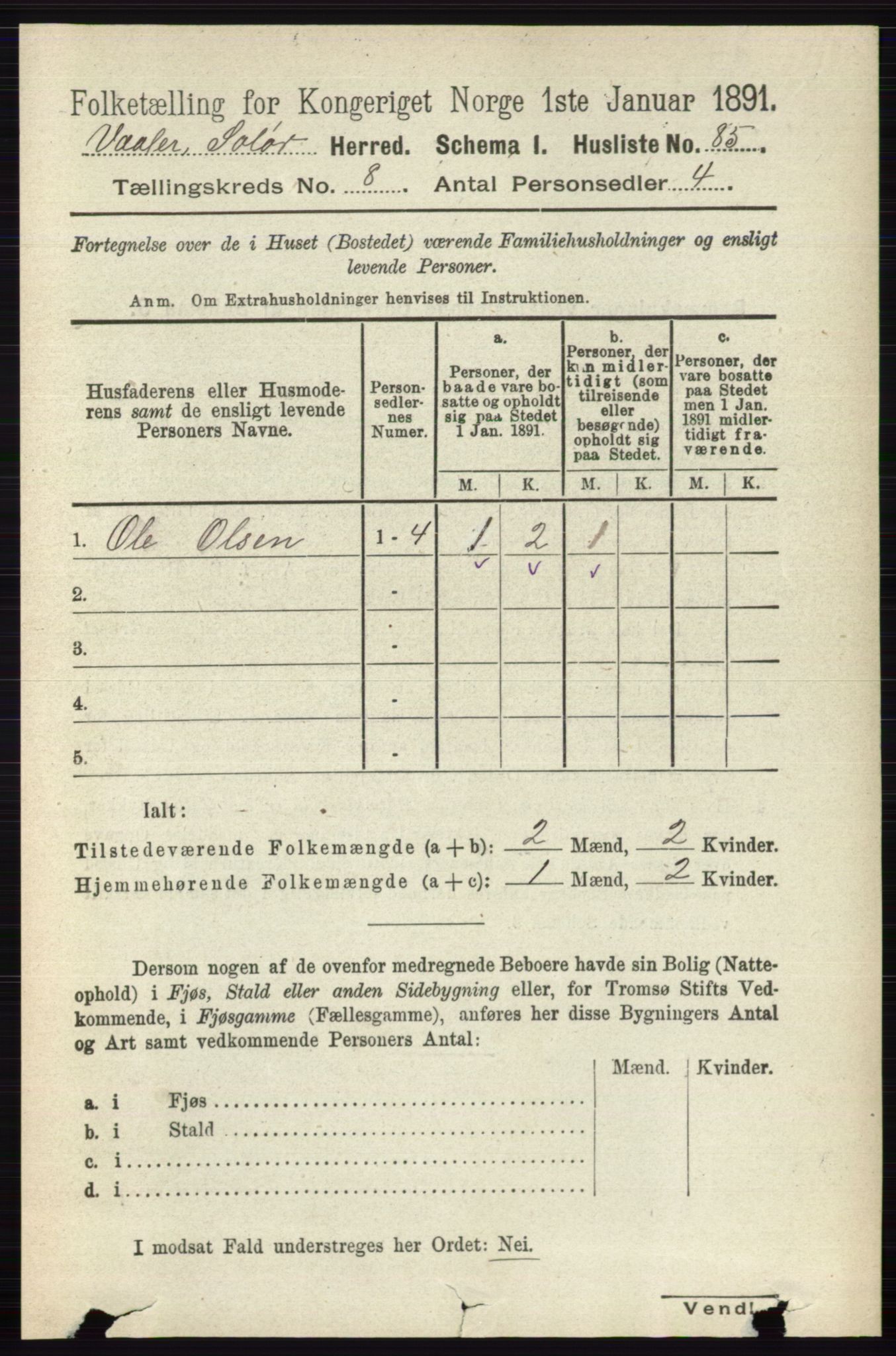 RA, 1891 census for 0426 Våler, 1891, p. 3348