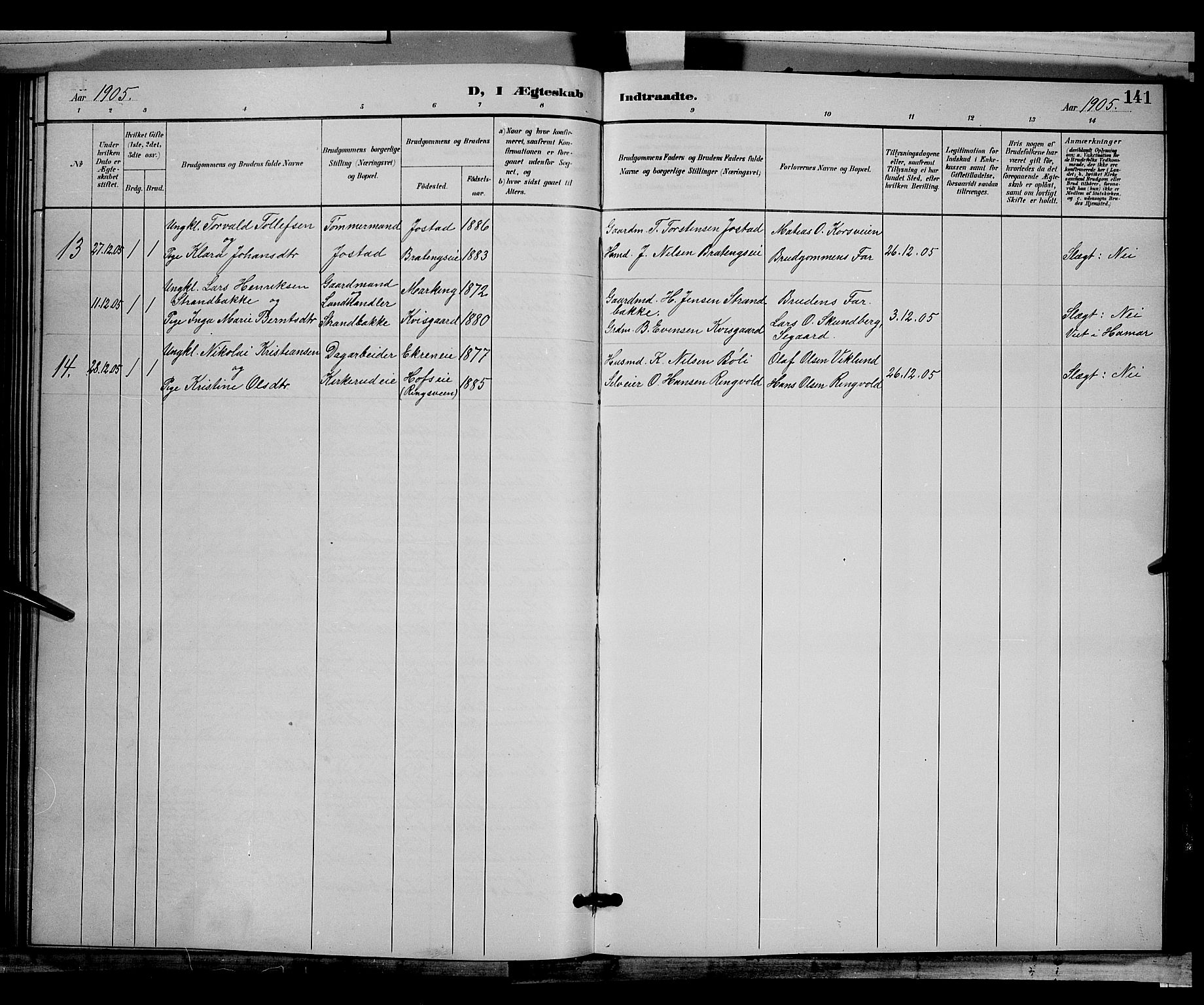 Biri prestekontor, SAH/PREST-096/H/Ha/Hab/L0003: Parish register (copy) no. 3, 1892-1905, p. 141