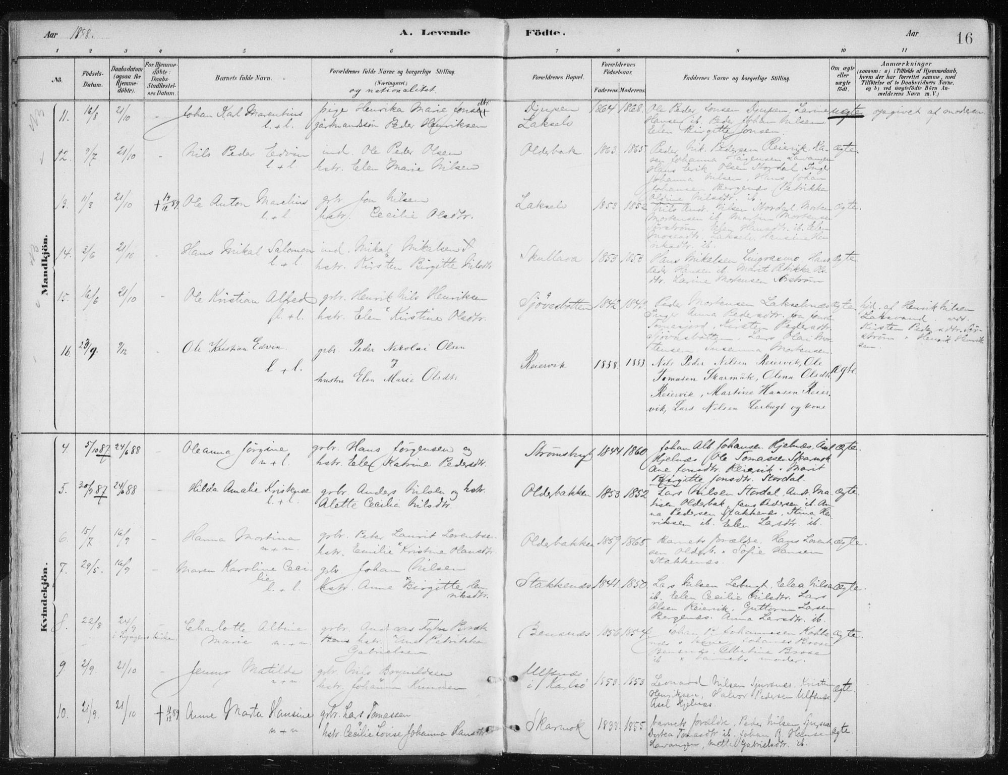 Lyngen sokneprestembete, SATØ/S-1289/H/He/Hea/L0010kirke: Parish register (official) no. 10, 1883-1904, p. 16