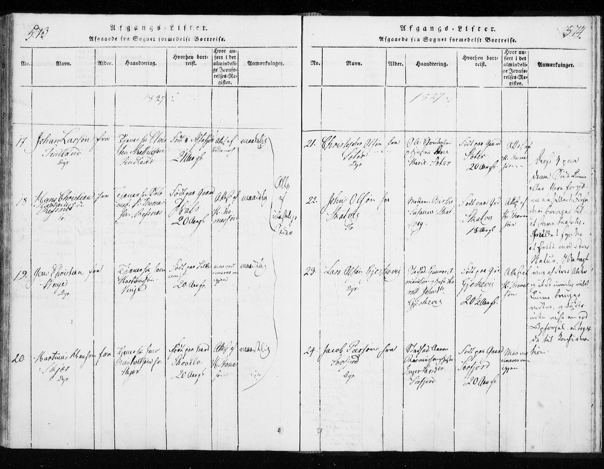 Tranøy sokneprestkontor, AV/SATØ-S-1313/I/Ia/Iaa/L0004kirke: Parish register (official) no. 4, 1820-1829, p. 573-574