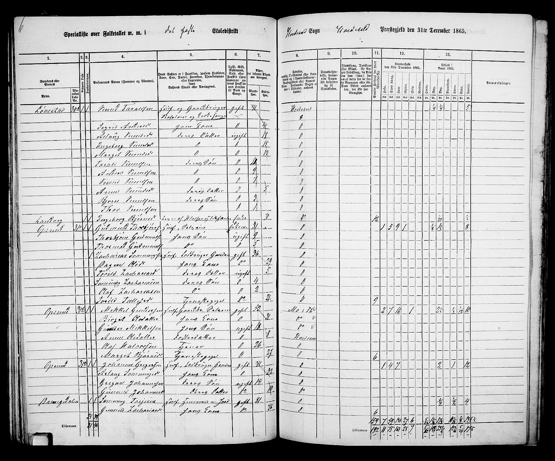 RA, 1865 census for Kviteseid, 1865, p. 51