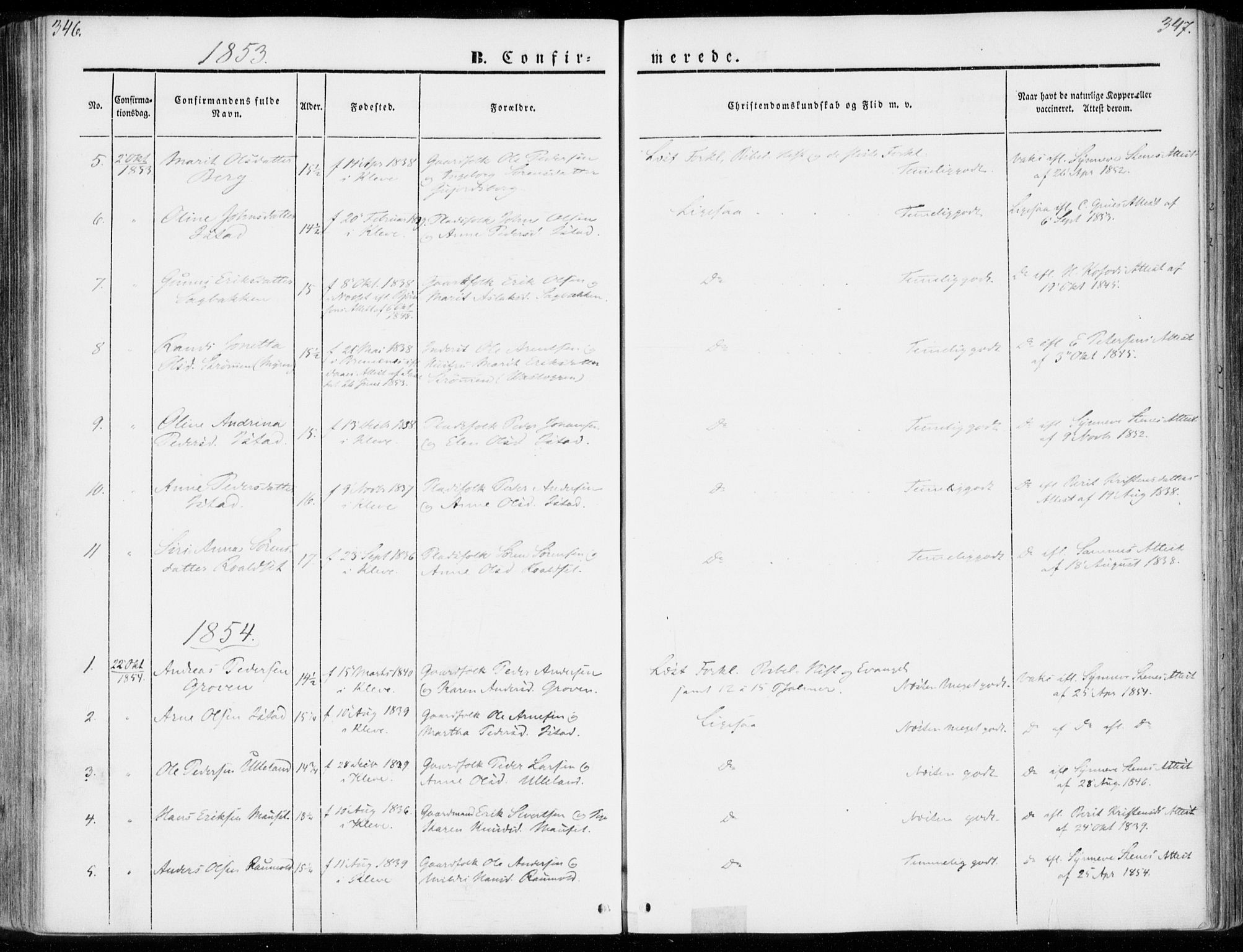 Ministerialprotokoller, klokkerbøker og fødselsregistre - Møre og Romsdal, SAT/A-1454/557/L0680: Parish register (official) no. 557A02, 1843-1869, p. 346-347