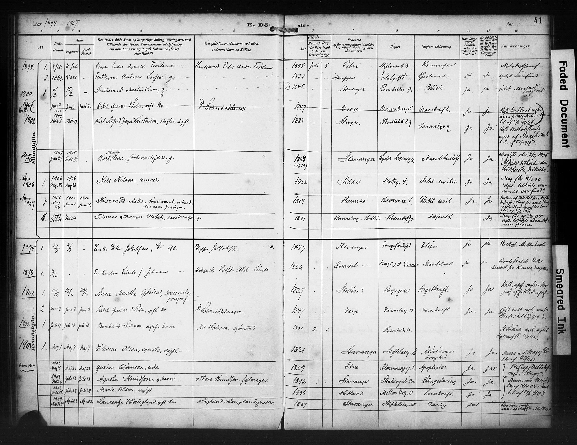 St. Petri sokneprestkontor, AV/SAST-A-101813/001/30/30BA/L0020: Parish register (official) no. A 18, 1893-1928, p. 41