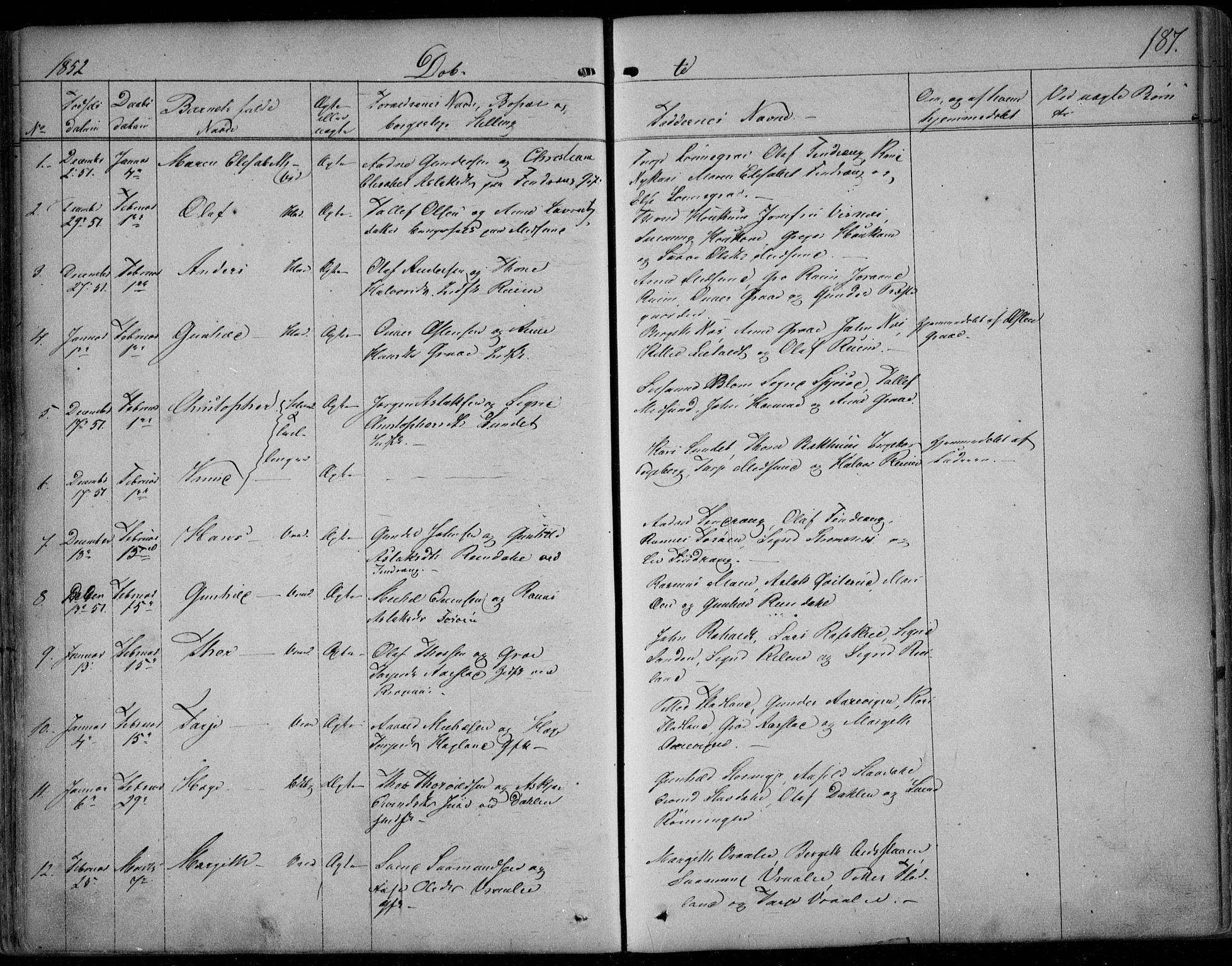 Kviteseid kirkebøker, SAKO/A-276/F/Fa/L0006: Parish register (official) no. I 6, 1836-1858, p. 187