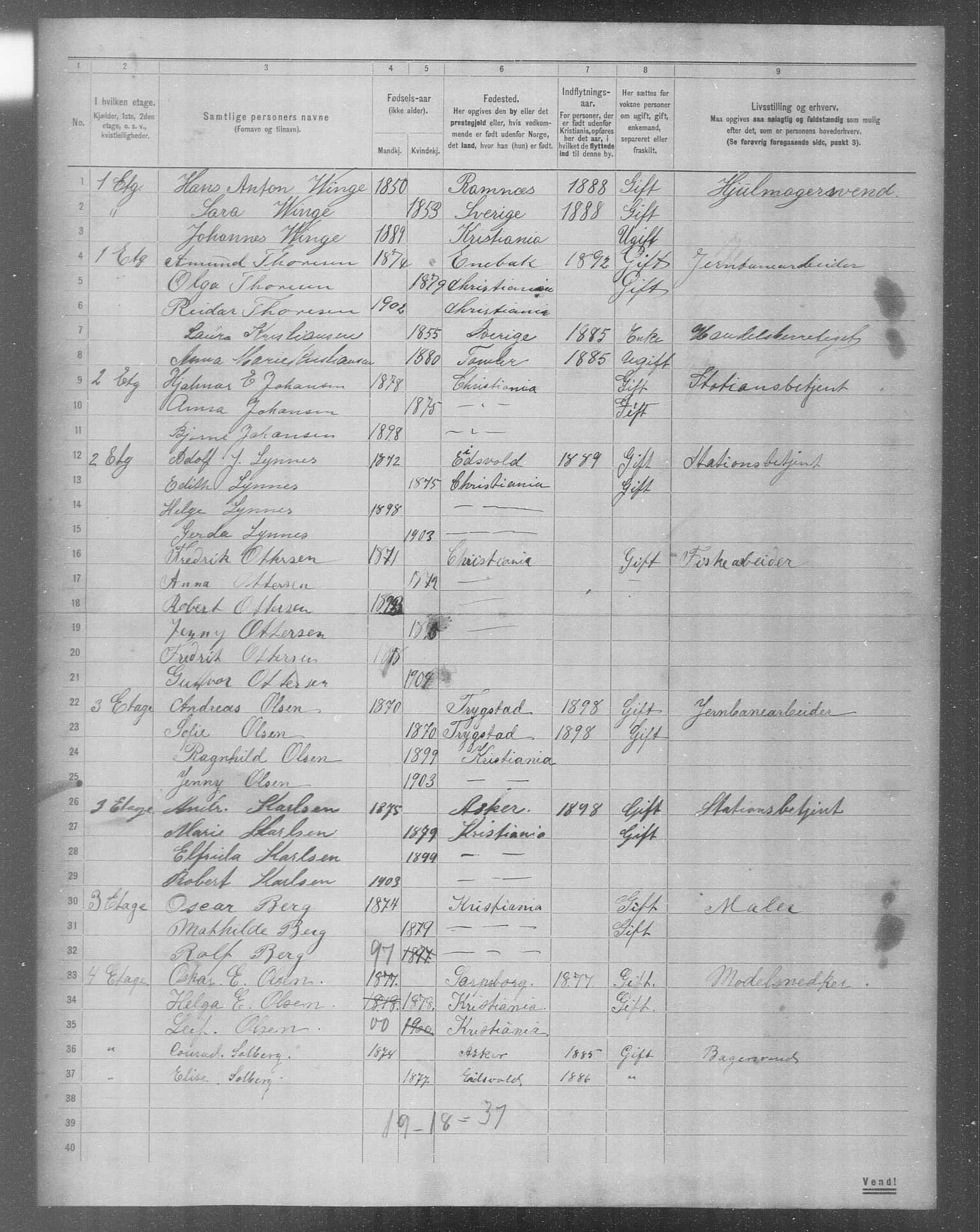 OBA, Municipal Census 1904 for Kristiania, 1904, p. 7693