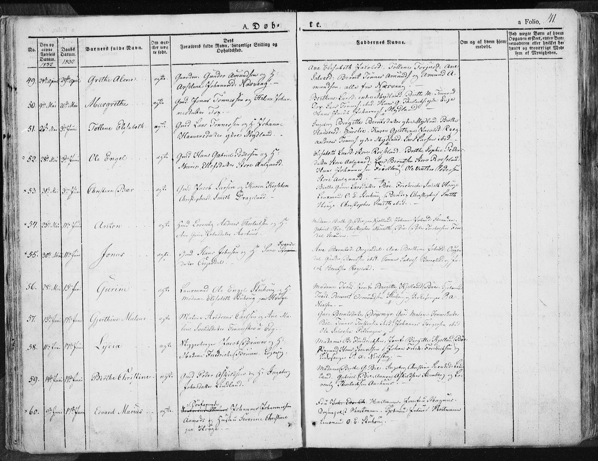 Sokndal sokneprestkontor, AV/SAST-A-101808: Parish register (official) no. A 7.1, 1826-1842, p. 41