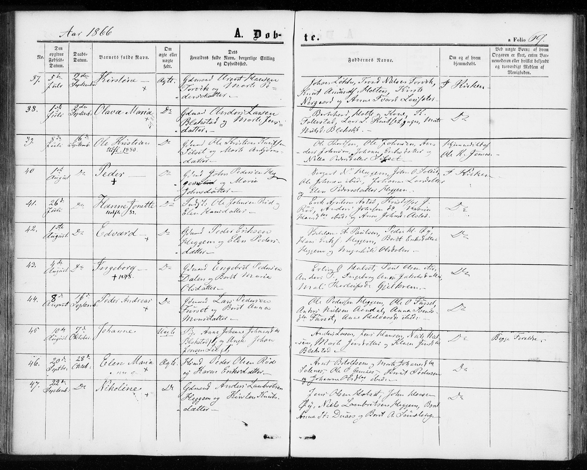 Ministerialprotokoller, klokkerbøker og fødselsregistre - Møre og Romsdal, SAT/A-1454/584/L0965: Parish register (official) no. 584A05, 1857-1868, p. 69