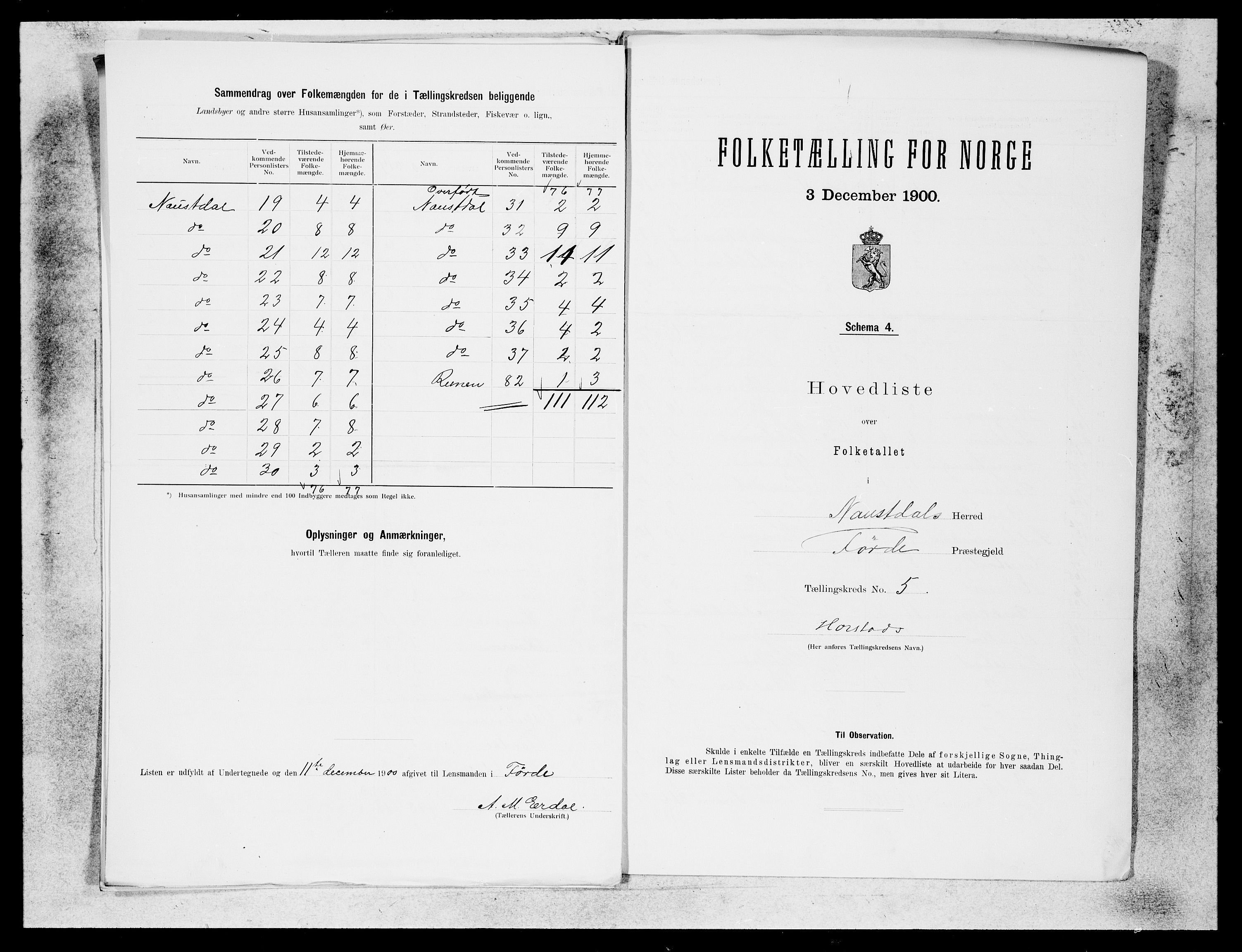 SAB, 1900 census for Naustdal, 1900, p. 9