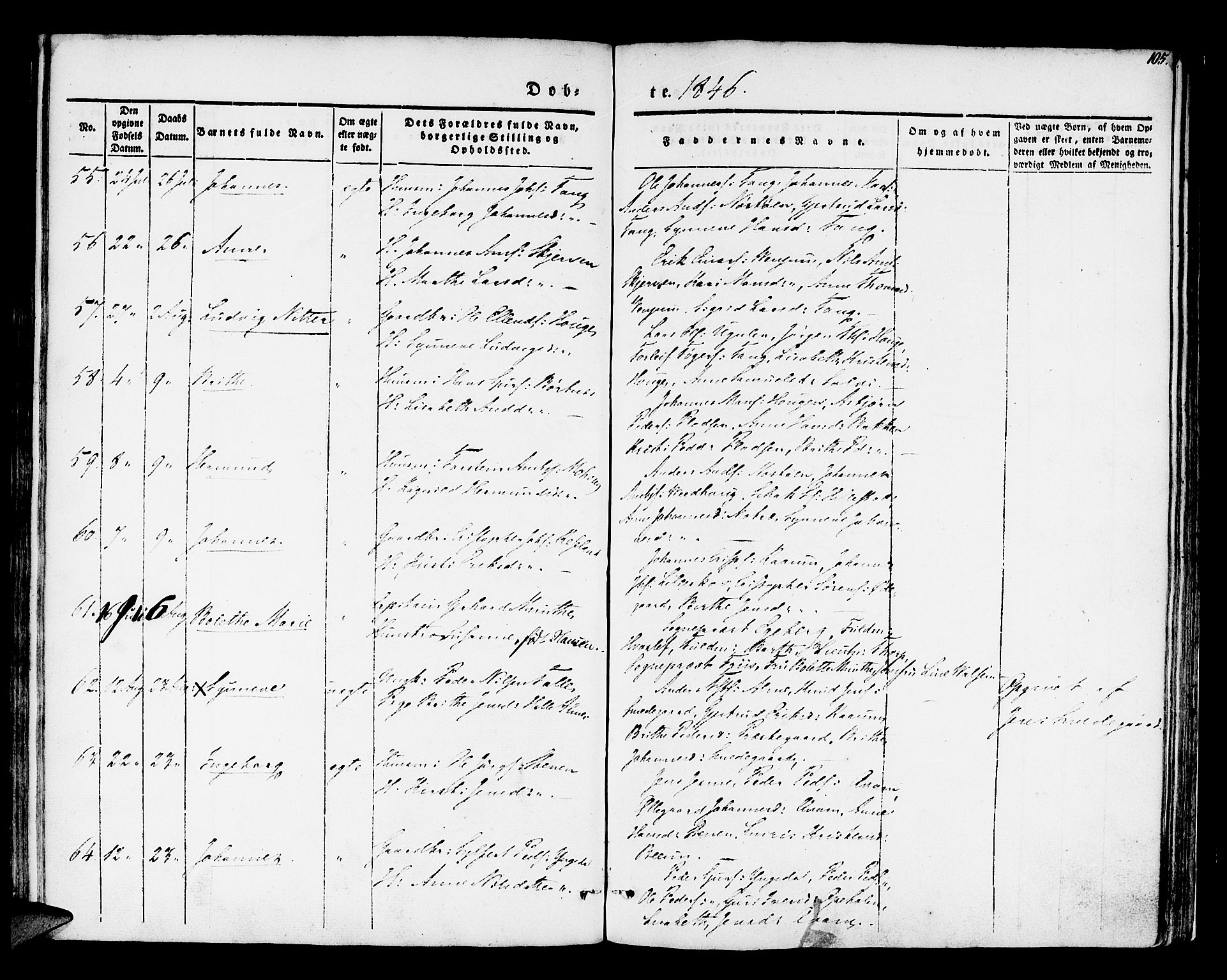 Hafslo sokneprestembete, AV/SAB-A-80301/H/Haa/Haaa/L0005: Parish register (official) no. A 5, 1834-1852, p. 105