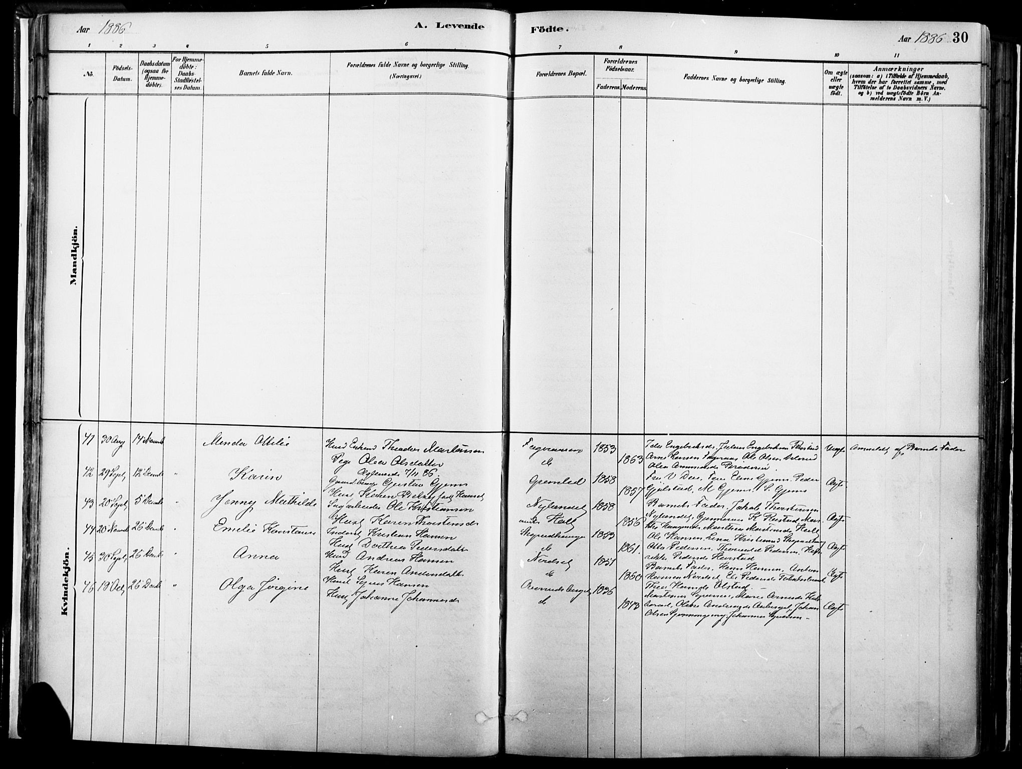 Vinger prestekontor, AV/SAH-PREST-024/H/Ha/Haa/L0014: Parish register (official) no. 14, 1881-1900, p. 30