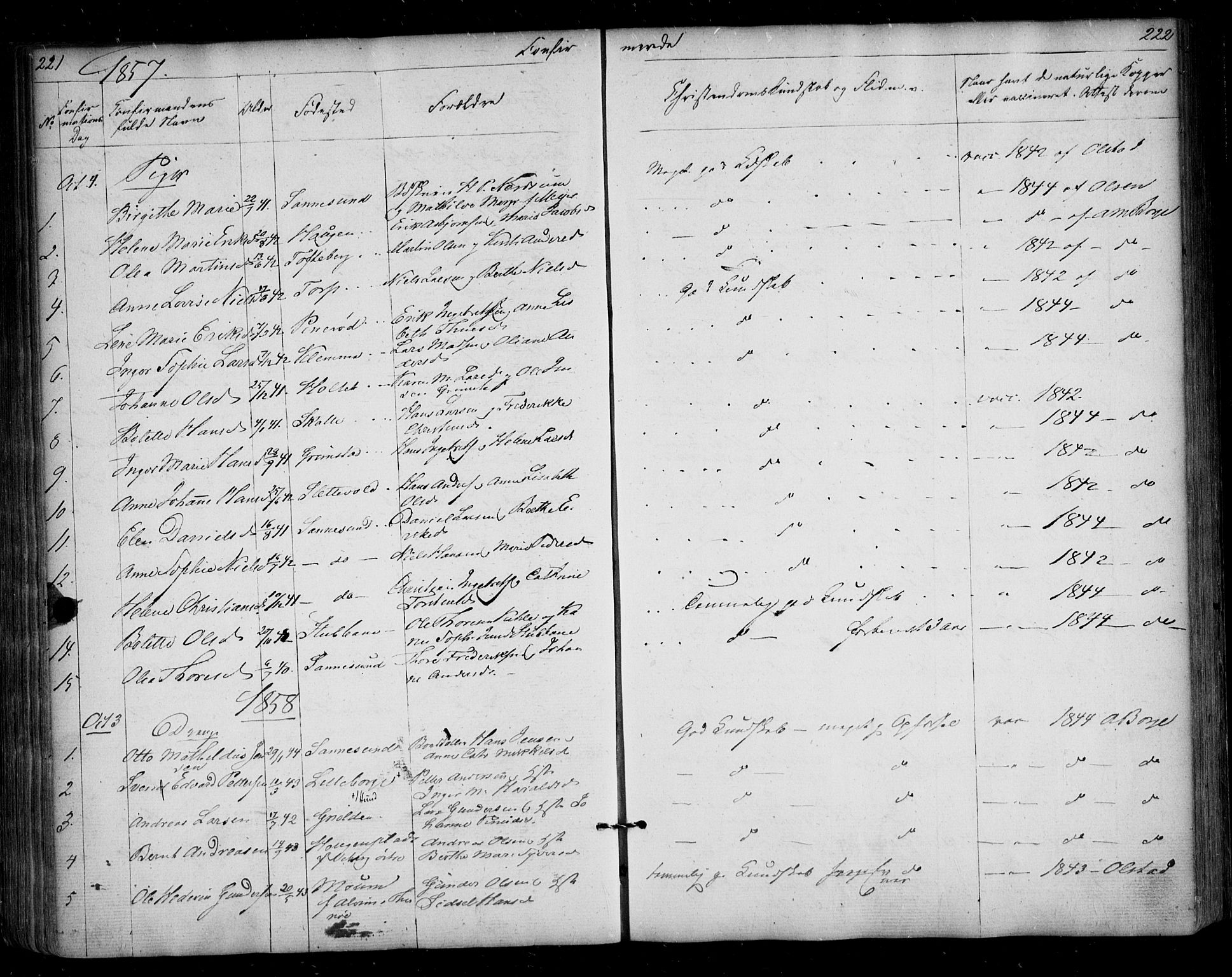 Borge prestekontor Kirkebøker, AV/SAO-A-10903/F/Fa/L0005: Parish register (official) no. I 5, 1848-1860, p. 221-222