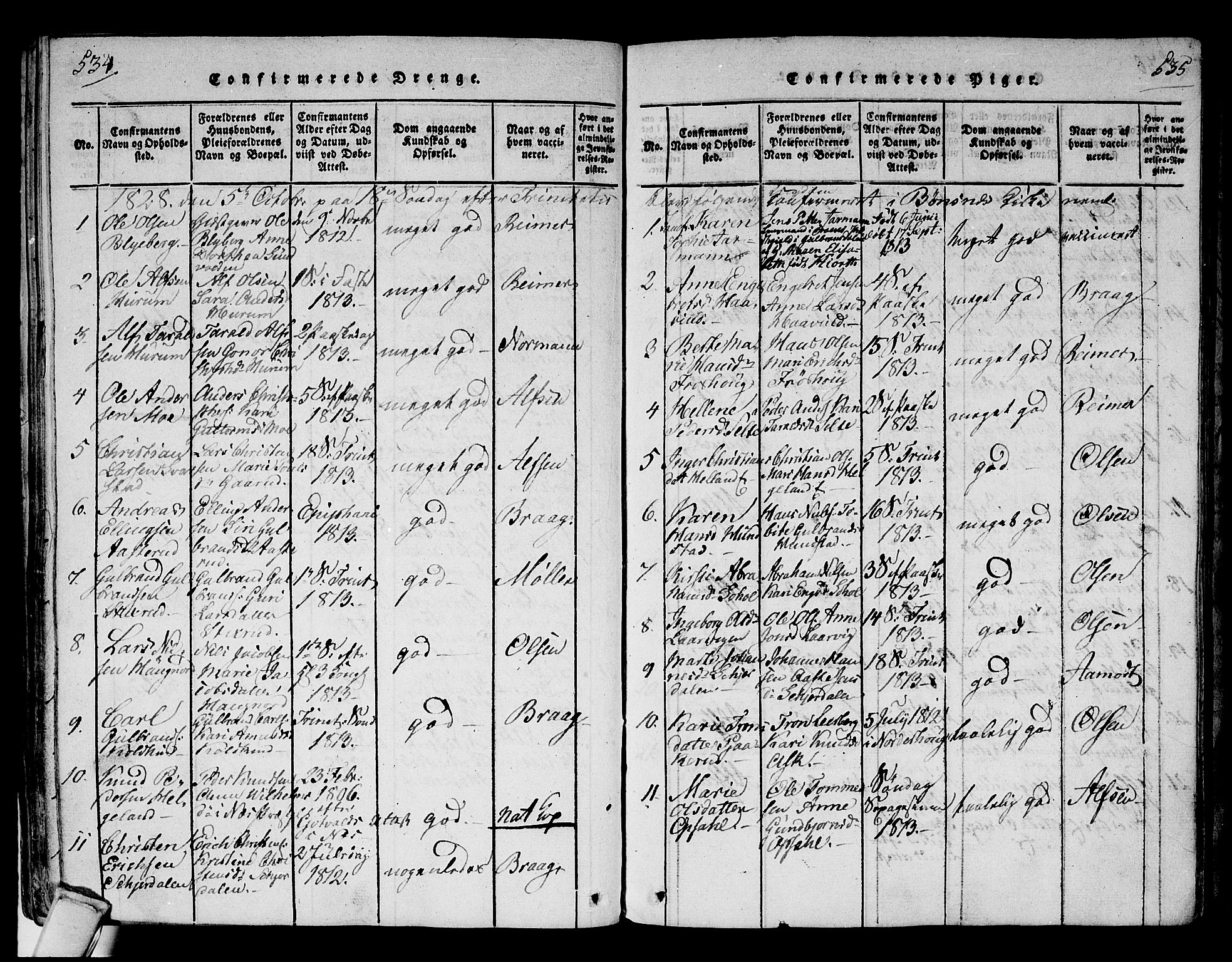 Hole kirkebøker, SAKO/A-228/F/Fa/L0004: Parish register (official) no. I 4, 1814-1833, p. 534-535