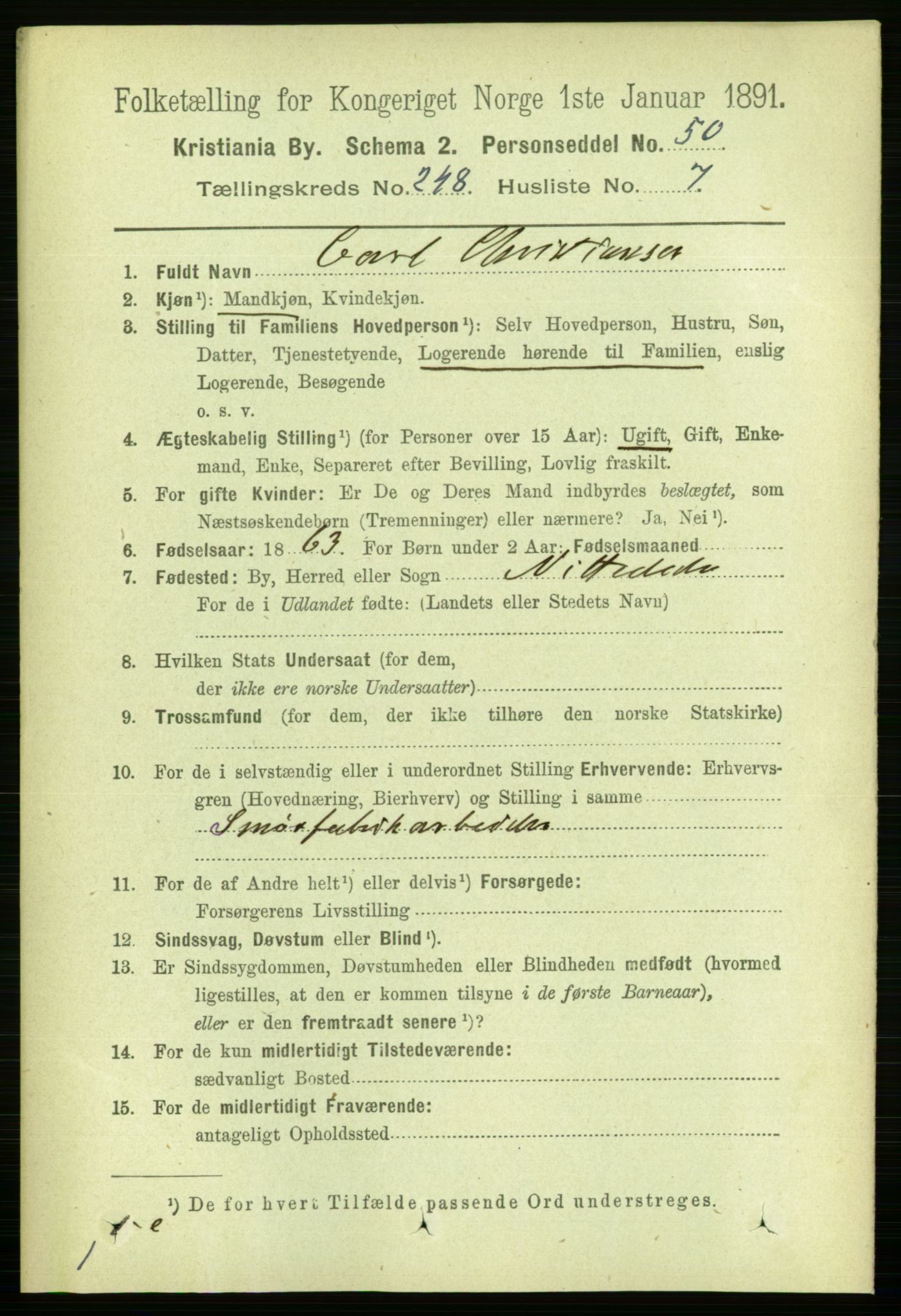 RA, 1891 census for 0301 Kristiania, 1891, p. 151349
