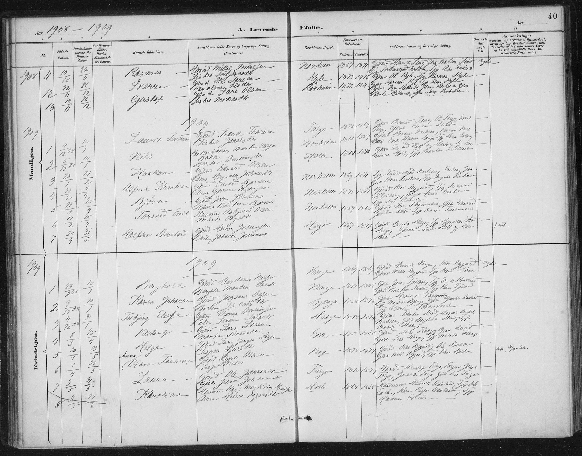 Nedstrand sokneprestkontor, AV/SAST-A-101841/01/IV: Parish register (official) no. A 13, 1887-1915, p. 40