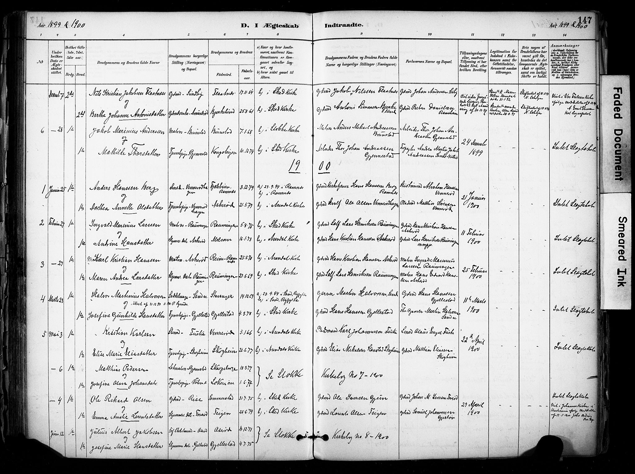 Stokke kirkebøker, SAKO/A-320/F/Fb/L0001: Parish register (official) no. II 1, 1884-1910, p. 147