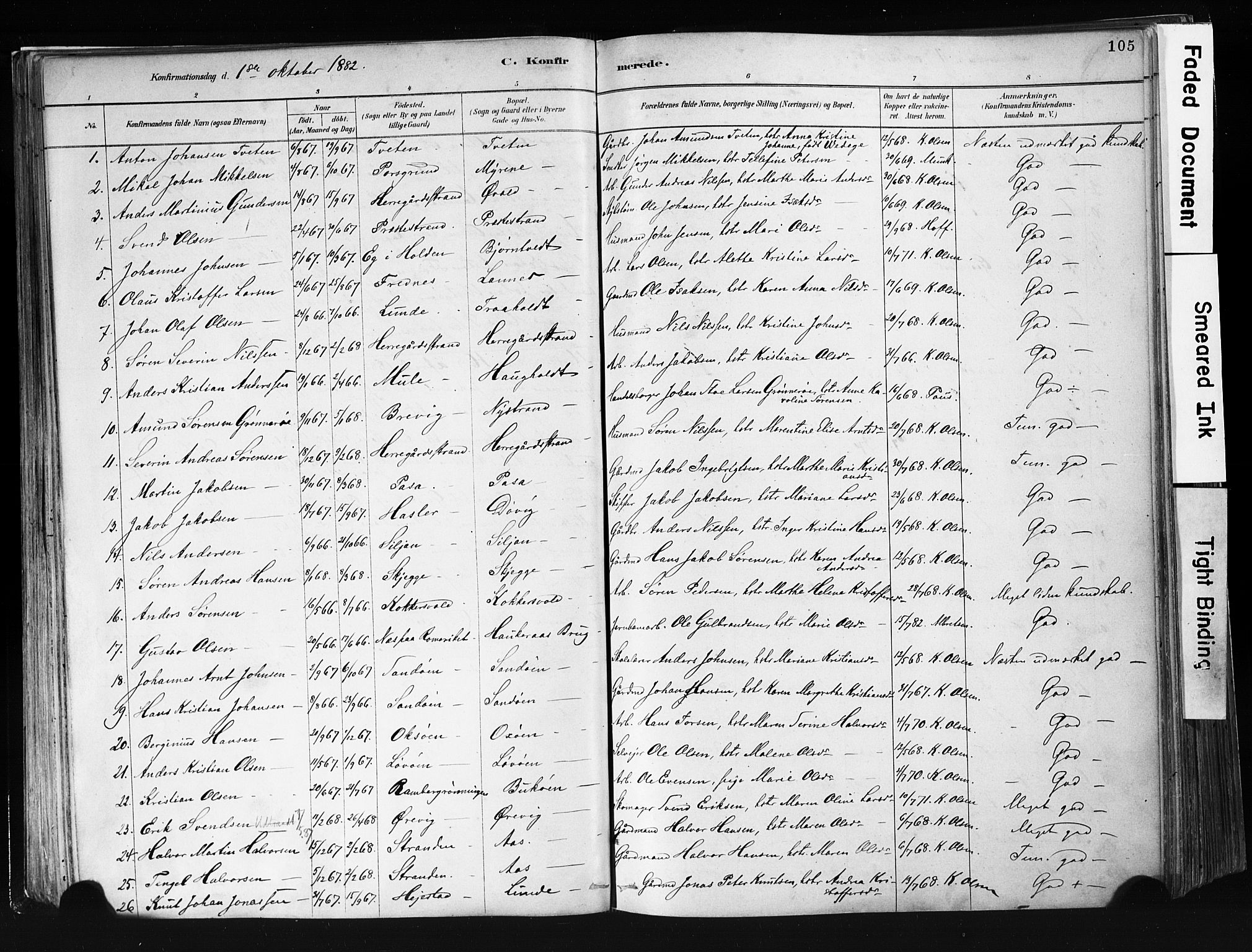 Eidanger kirkebøker, AV/SAKO-A-261/F/Fa/L0012: Parish register (official) no. 12, 1879-1900, p. 105