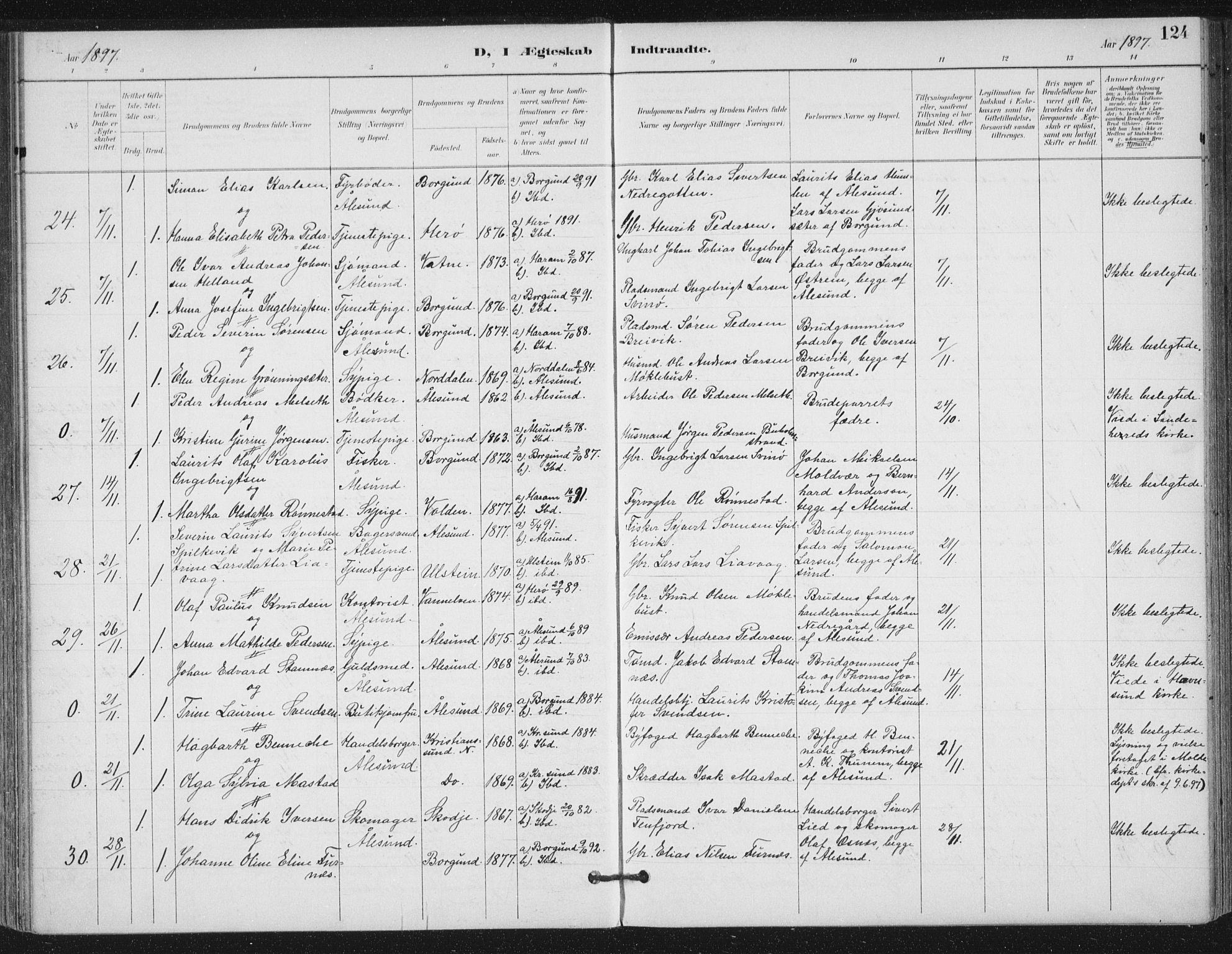 Ministerialprotokoller, klokkerbøker og fødselsregistre - Møre og Romsdal, AV/SAT-A-1454/529/L0457: Parish register (official) no. 529A07, 1894-1903, p. 124