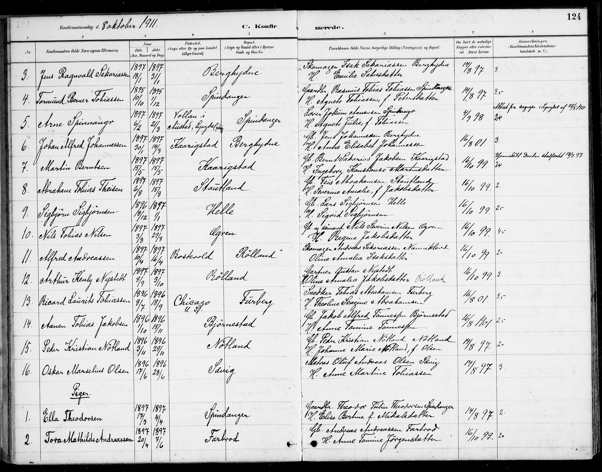 Herad sokneprestkontor, AV/SAK-1111-0018/F/Fa/Fab/L0005: Parish register (official) no. A 5, 1886-1913, p. 124