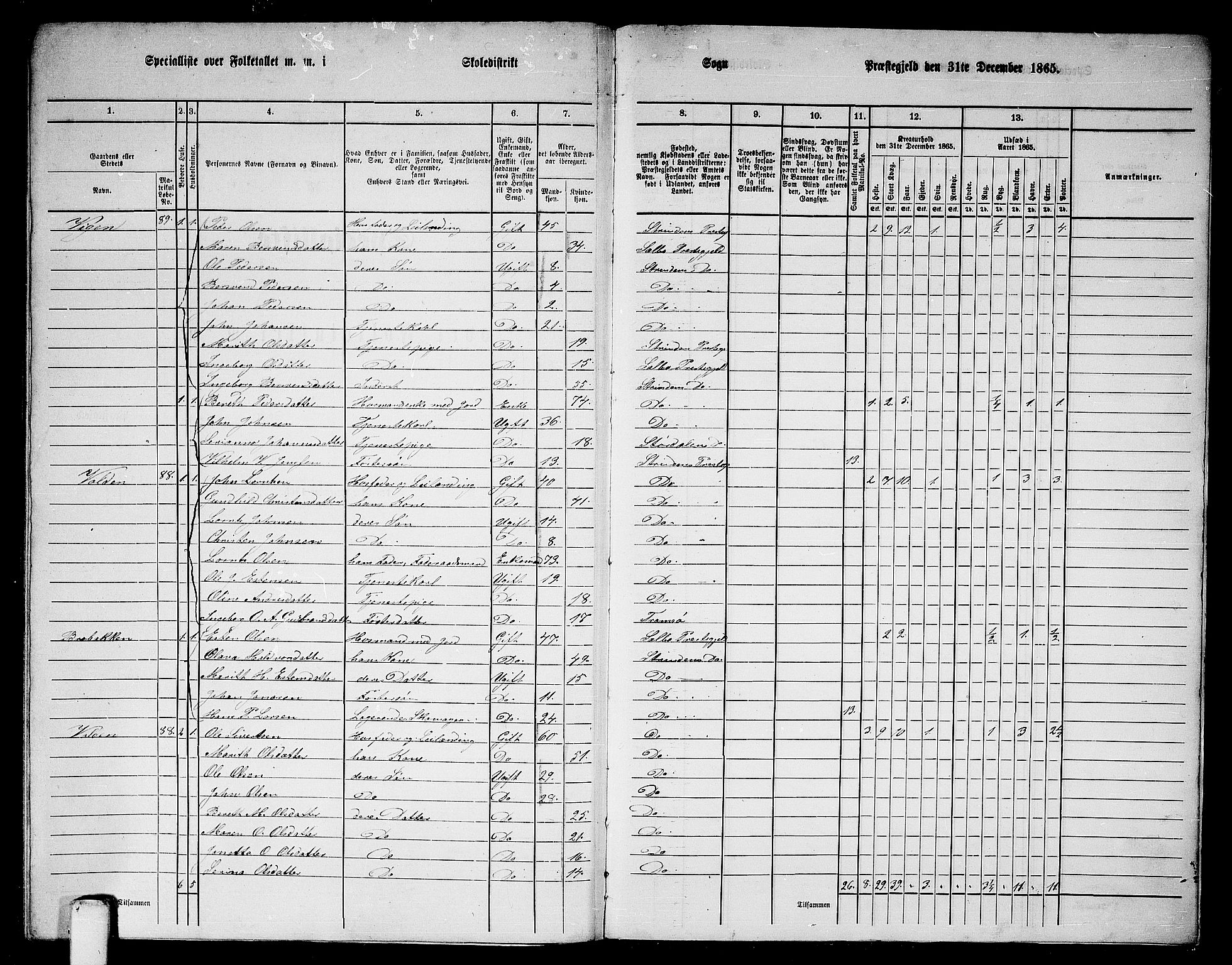 RA, 1865 census for Strinda, 1865, p. 265