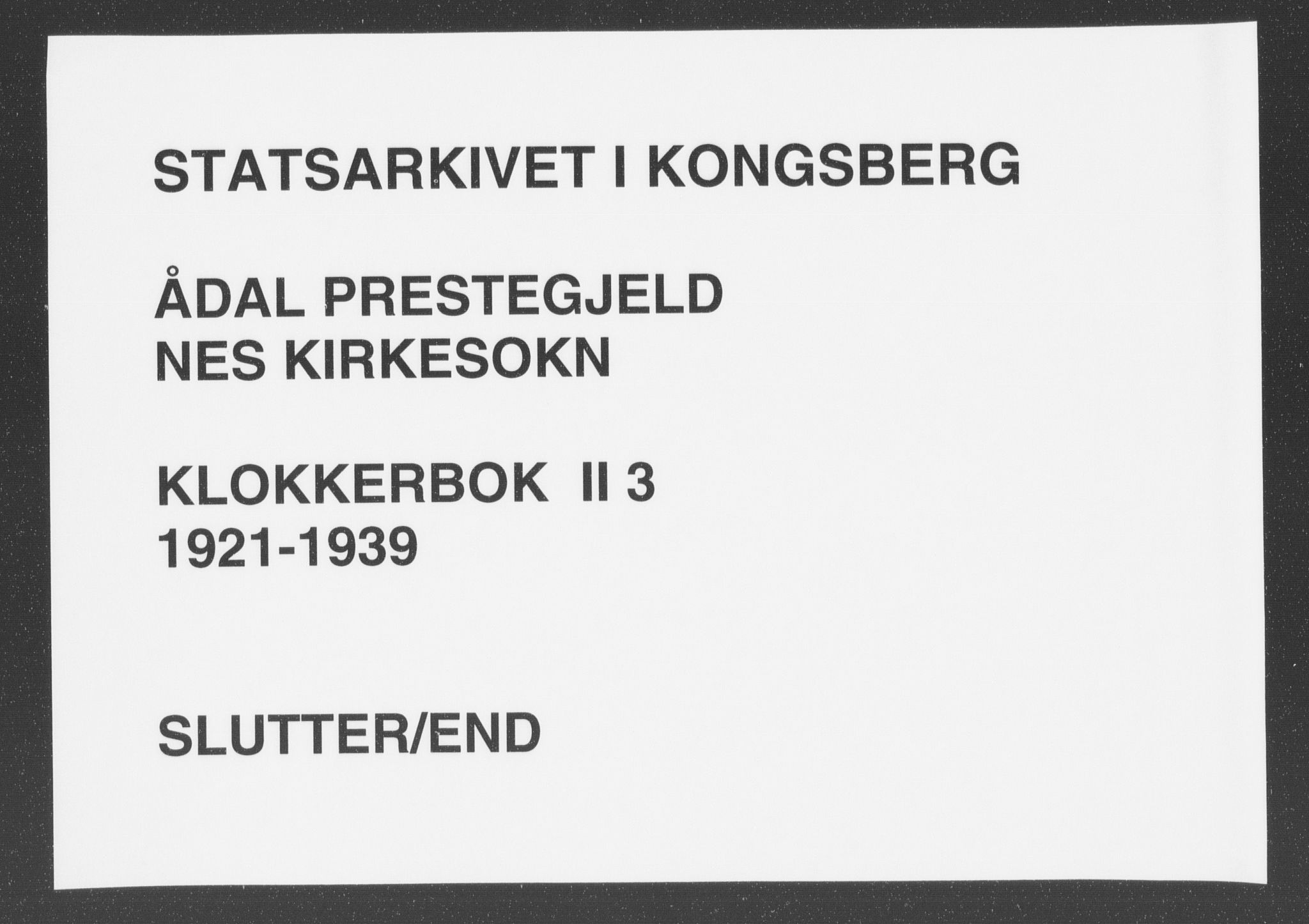 Ådal kirkebøker, AV/SAKO-A-248/G/Gb/L0003: Parish register (copy) no. II 3, 1921-1939