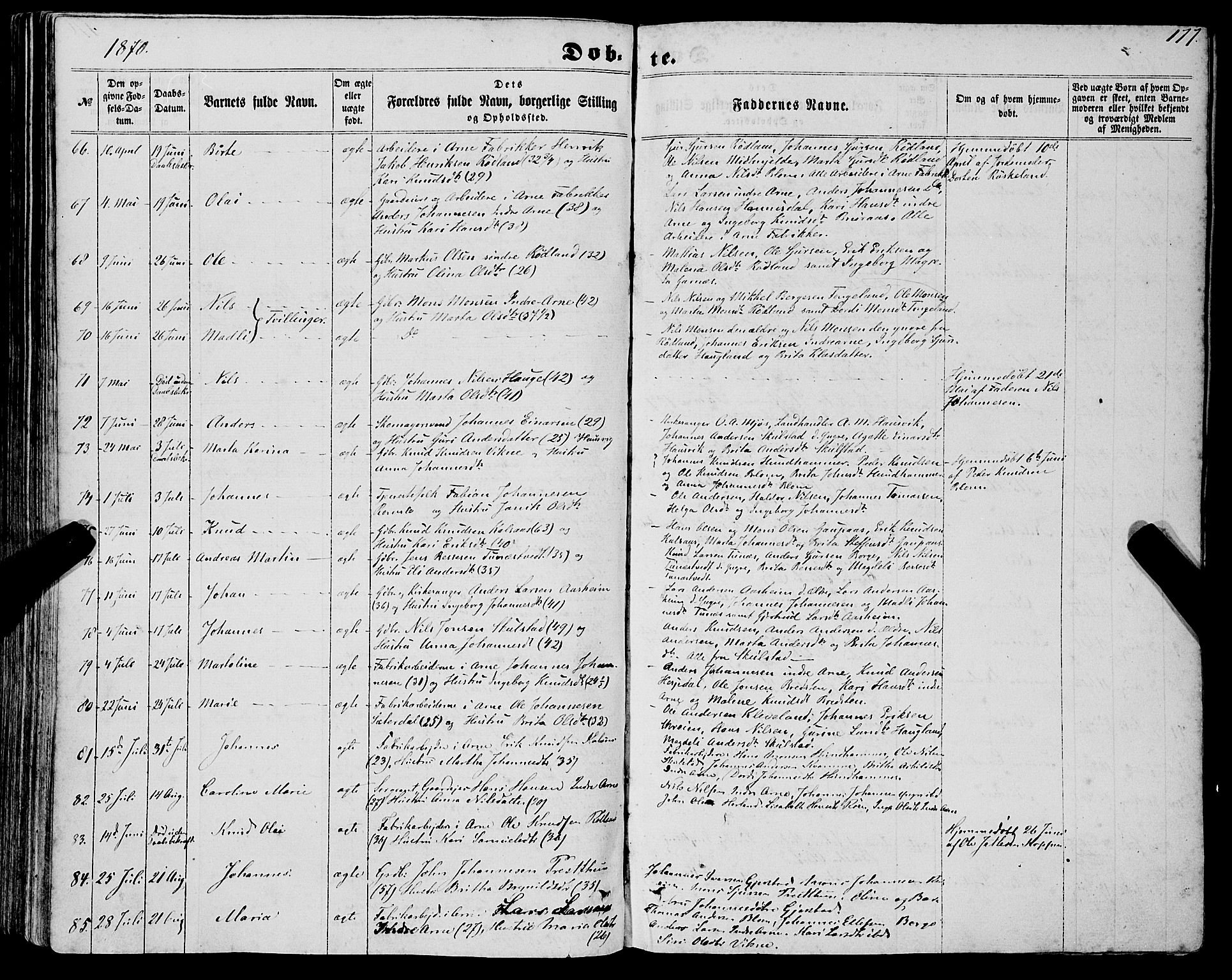 Haus sokneprestembete, AV/SAB-A-75601/H/Haa: Parish register (official) no. A 17, 1858-1870, p. 177