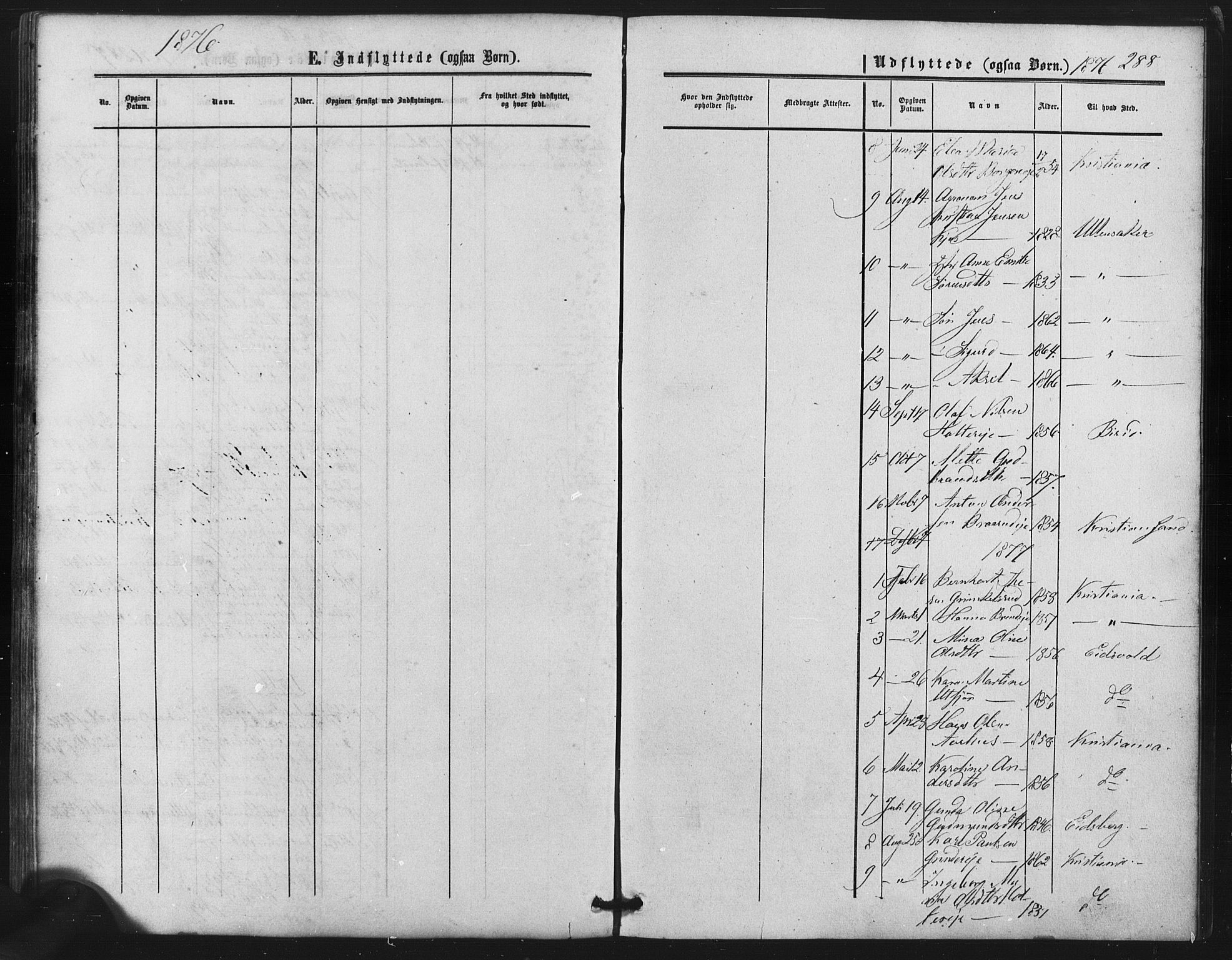 Nes prestekontor Kirkebøker, SAO/A-10410/F/Fb/L0001: Parish register (official) no. II 1, 1859-1882, p. 288